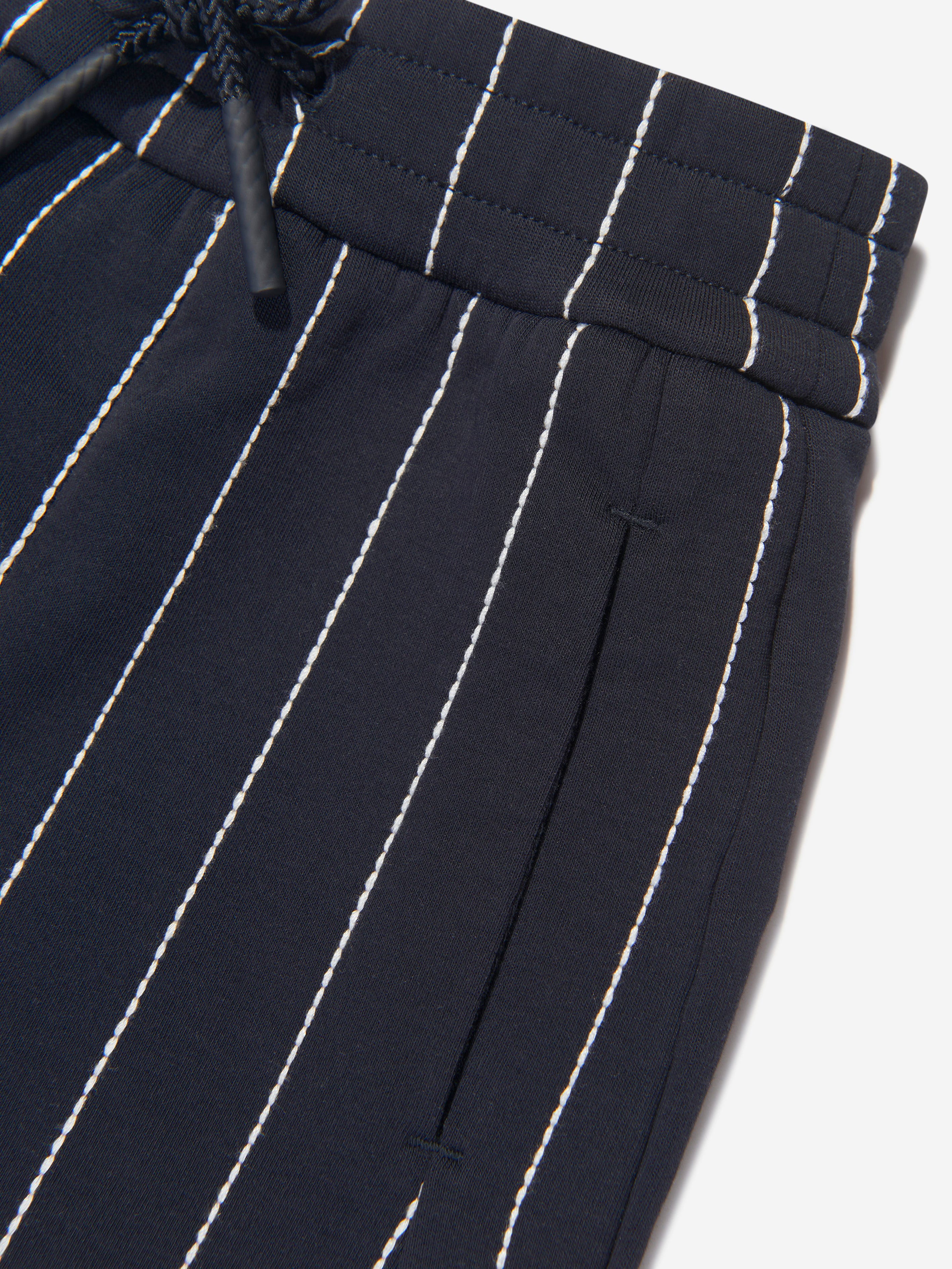 Emporio Armani Boys Striped Shorts In Navy