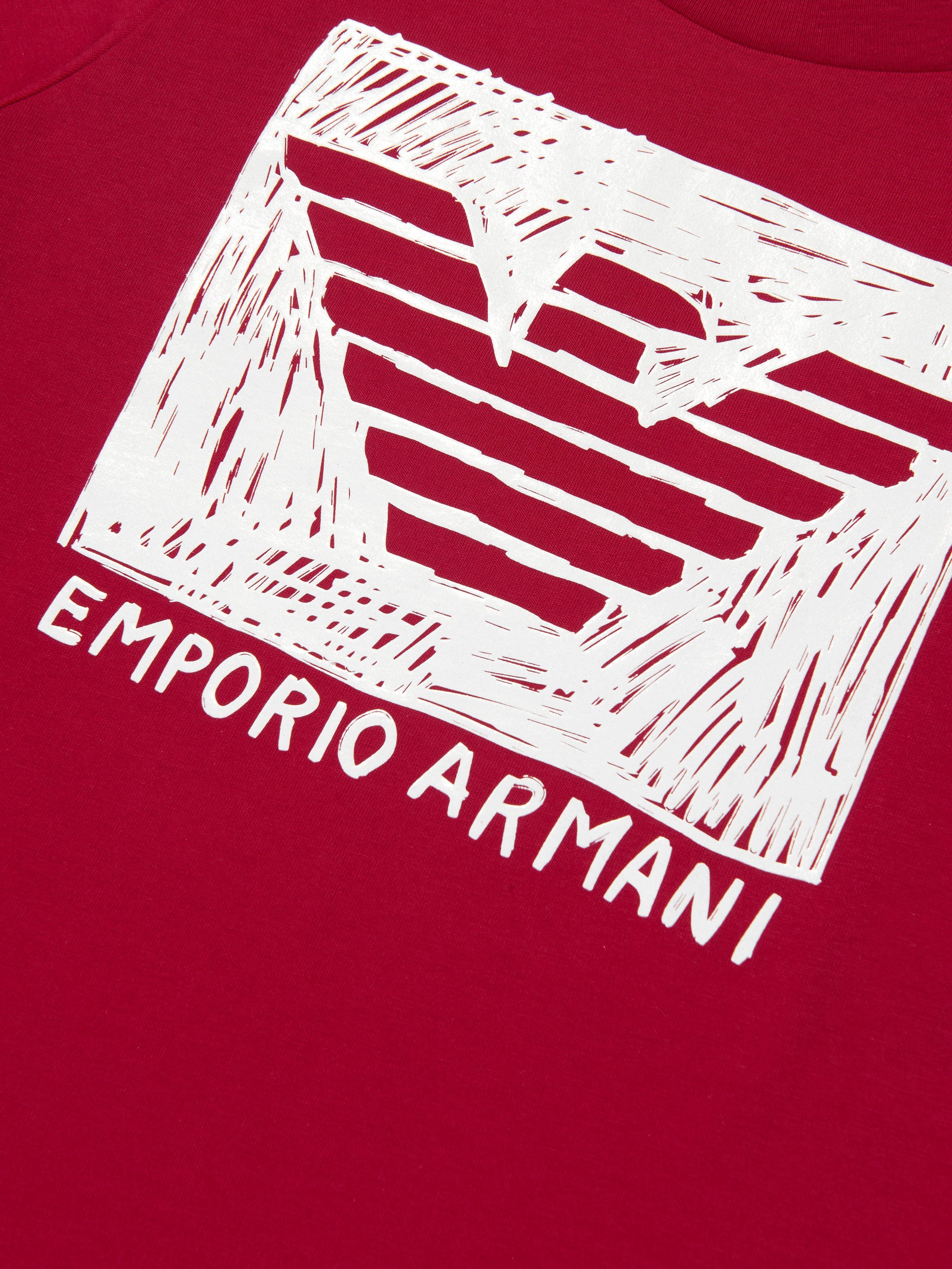 Emporio Armani Boys Logo T-Shirt In Red