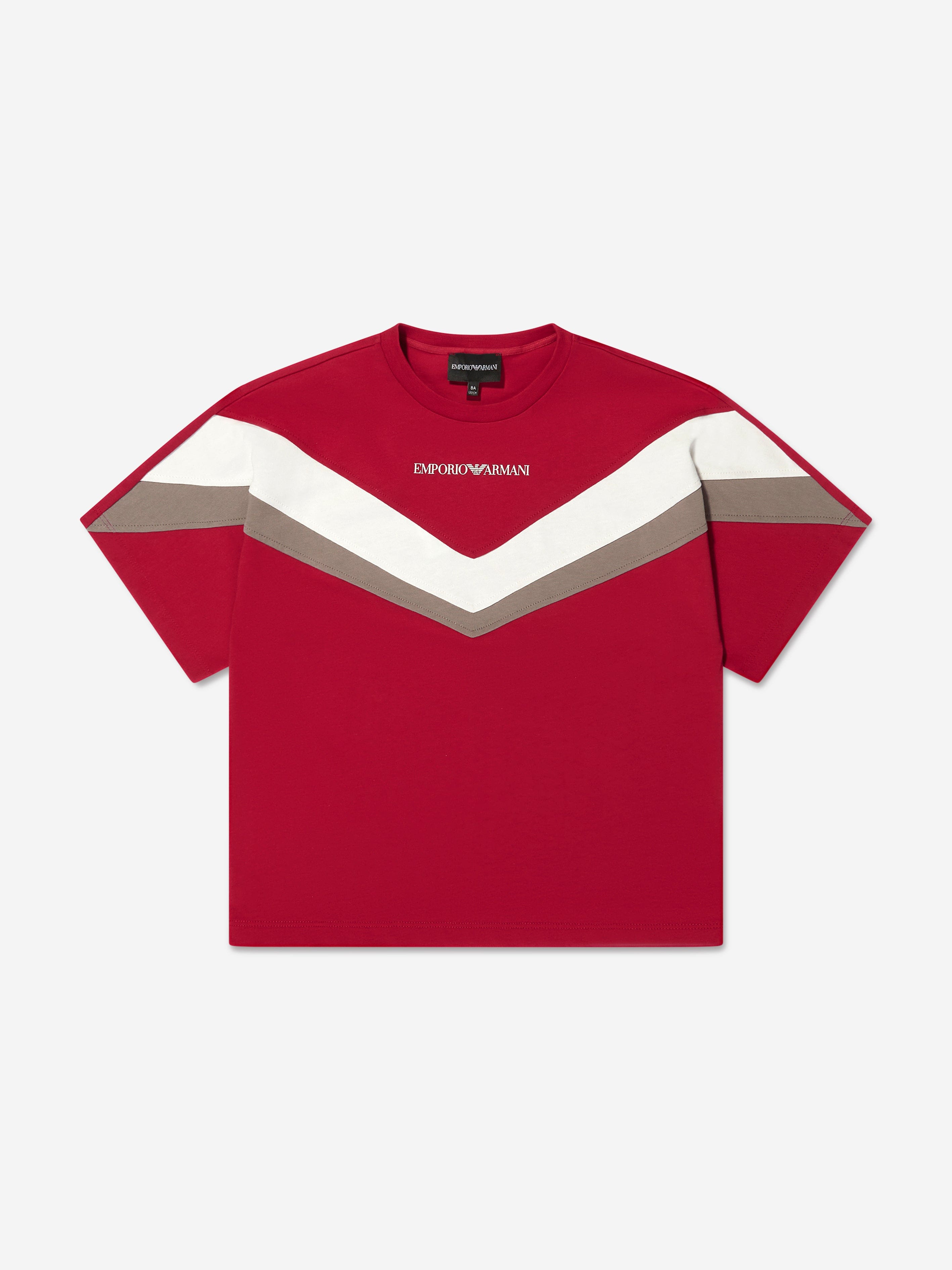 Emporio Armani Boys Chevron T-Shirt In Red