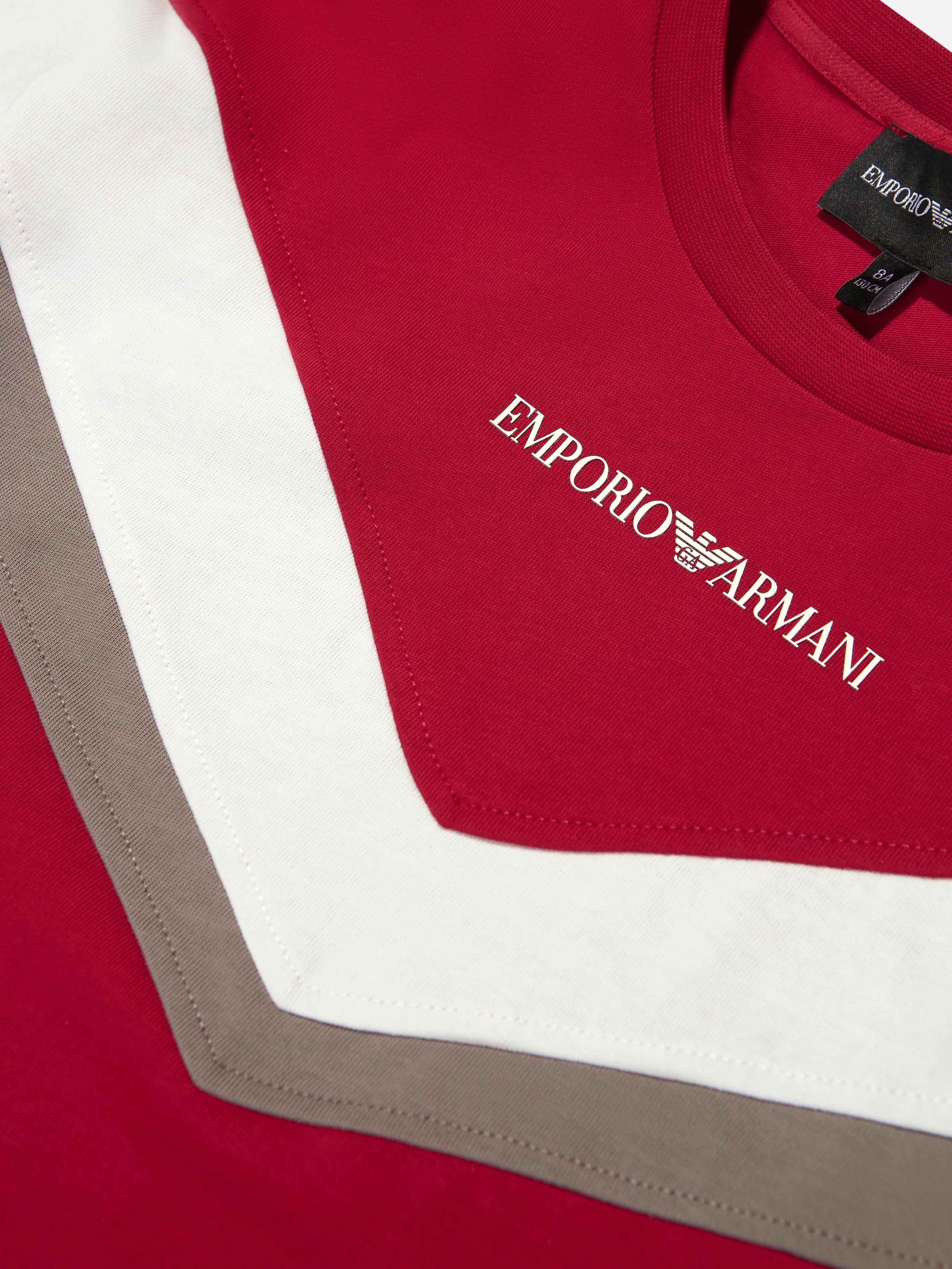 Emporio Armani Boys Chevron T-Shirt In Red