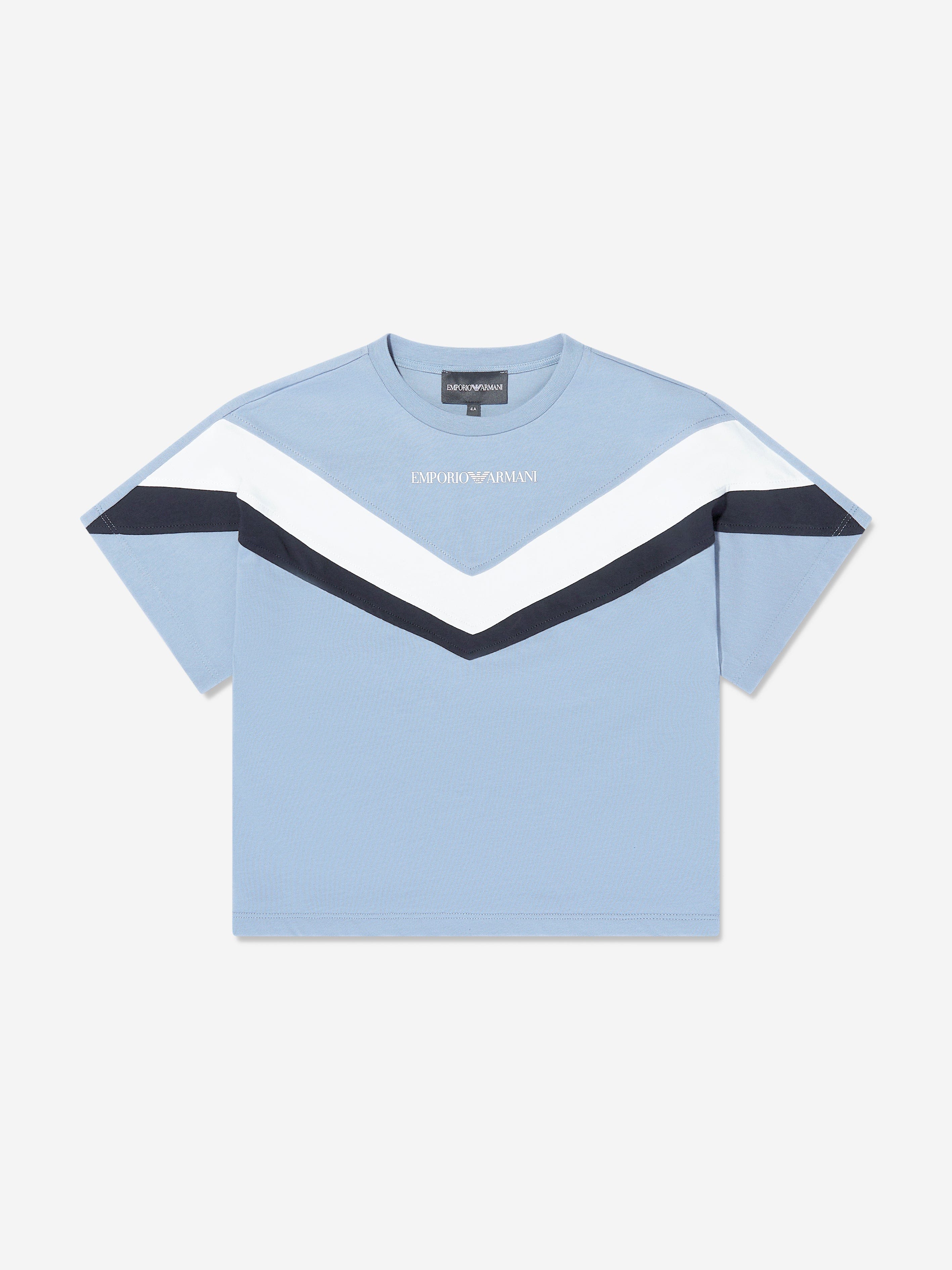 Emporio Armani Boys Chevron T-Shirt In Blue