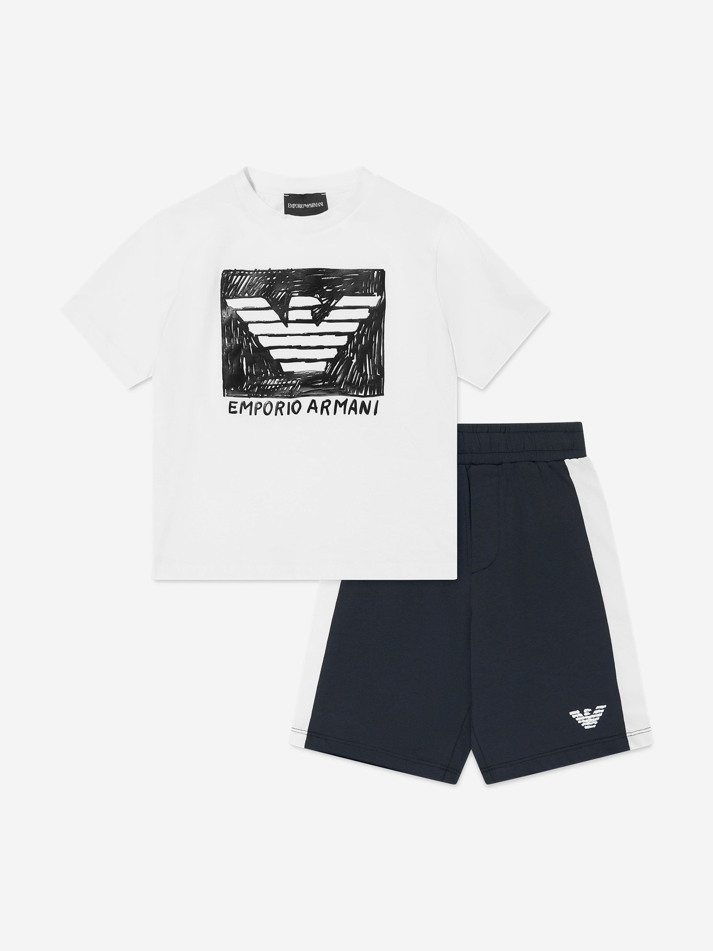 Emporio Armani Boys T-Shirt And Shorts Set In White