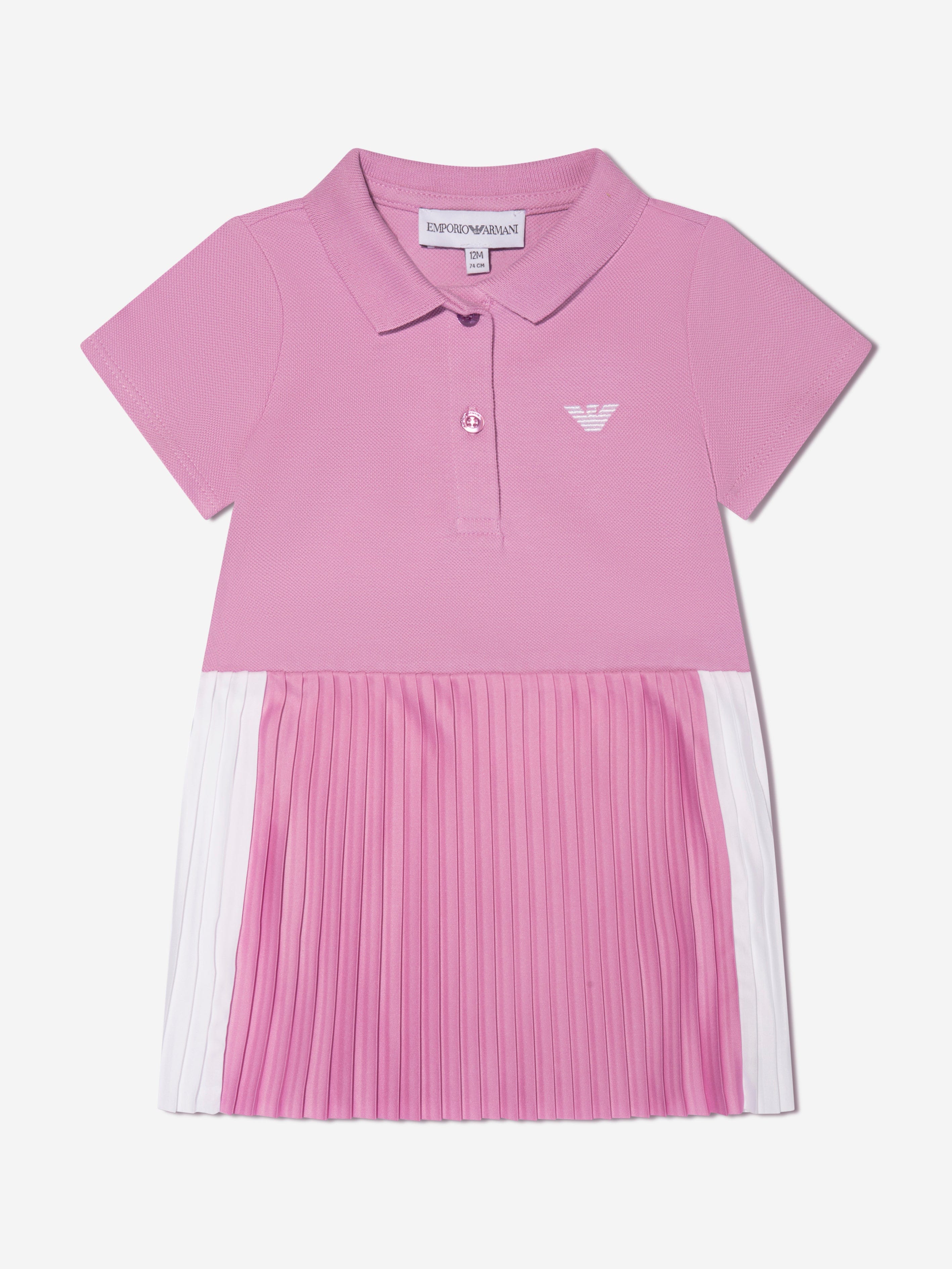 Emporio Armani Baby Girls Pleated Dress In Pink