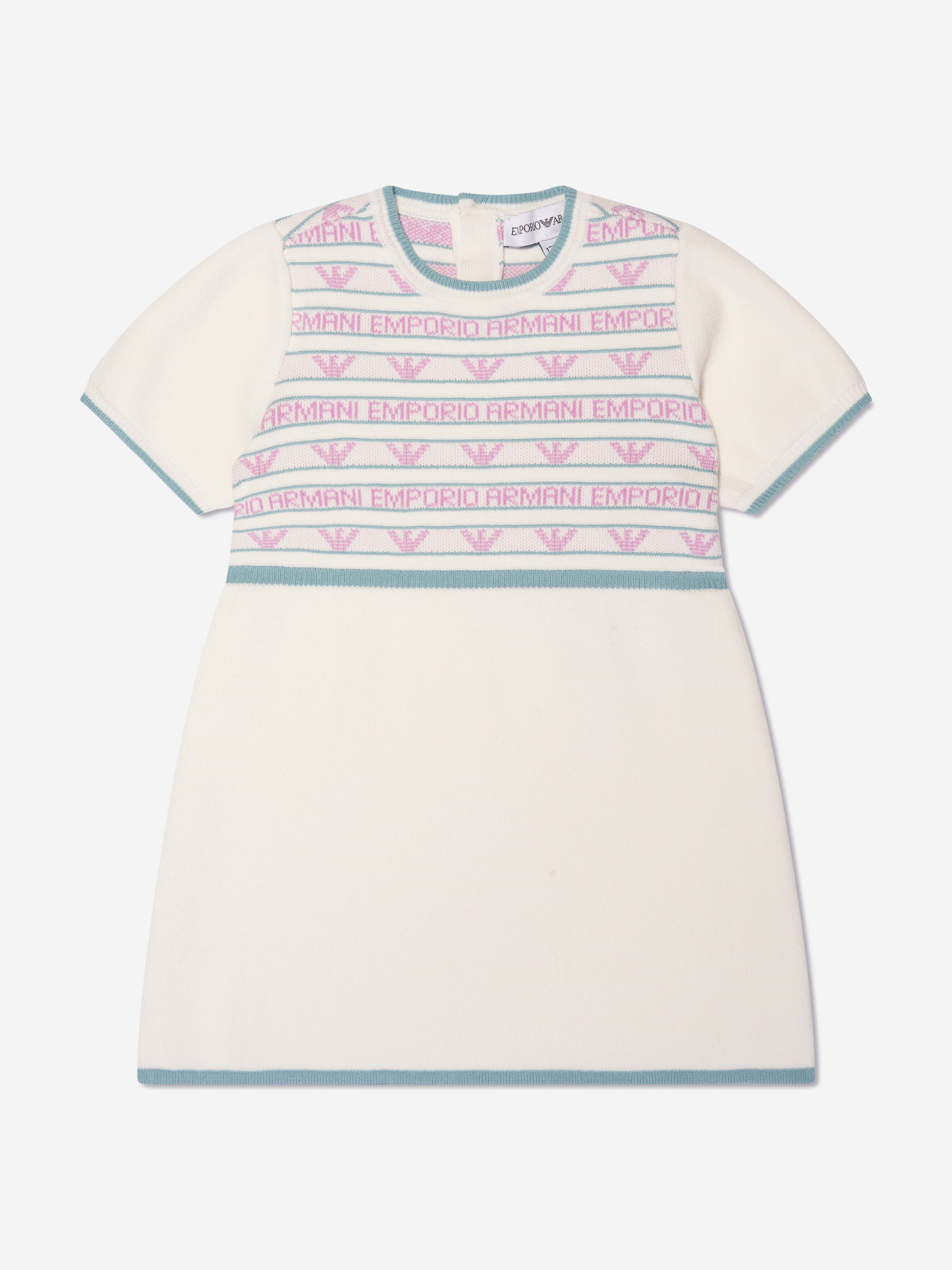 Emporio Armani Baby Girls Short Sleeve Logo Dress In White