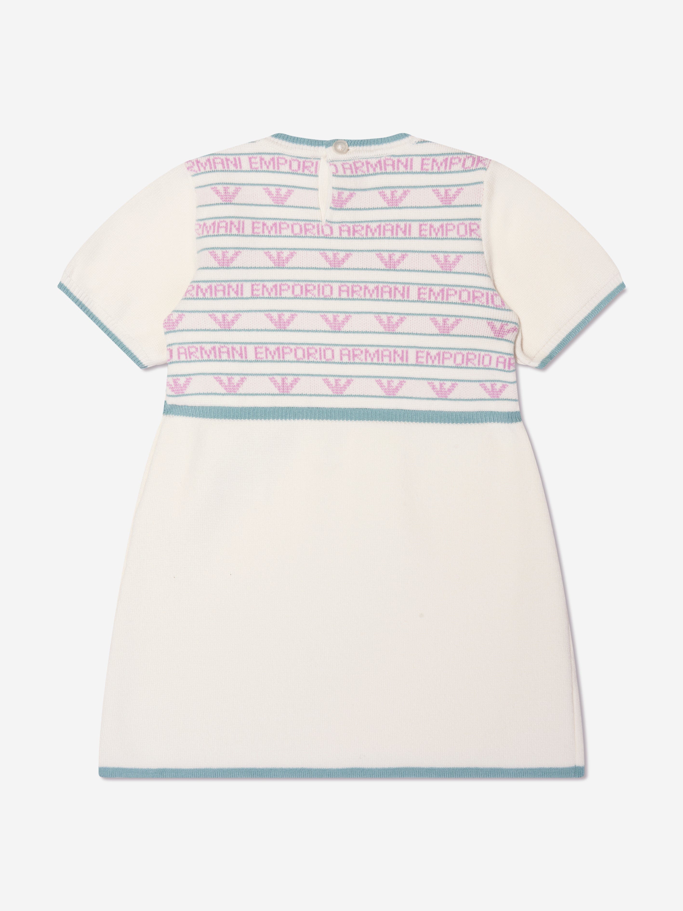 Emporio Armani Baby Girls Short Sleeve Logo Dress In White