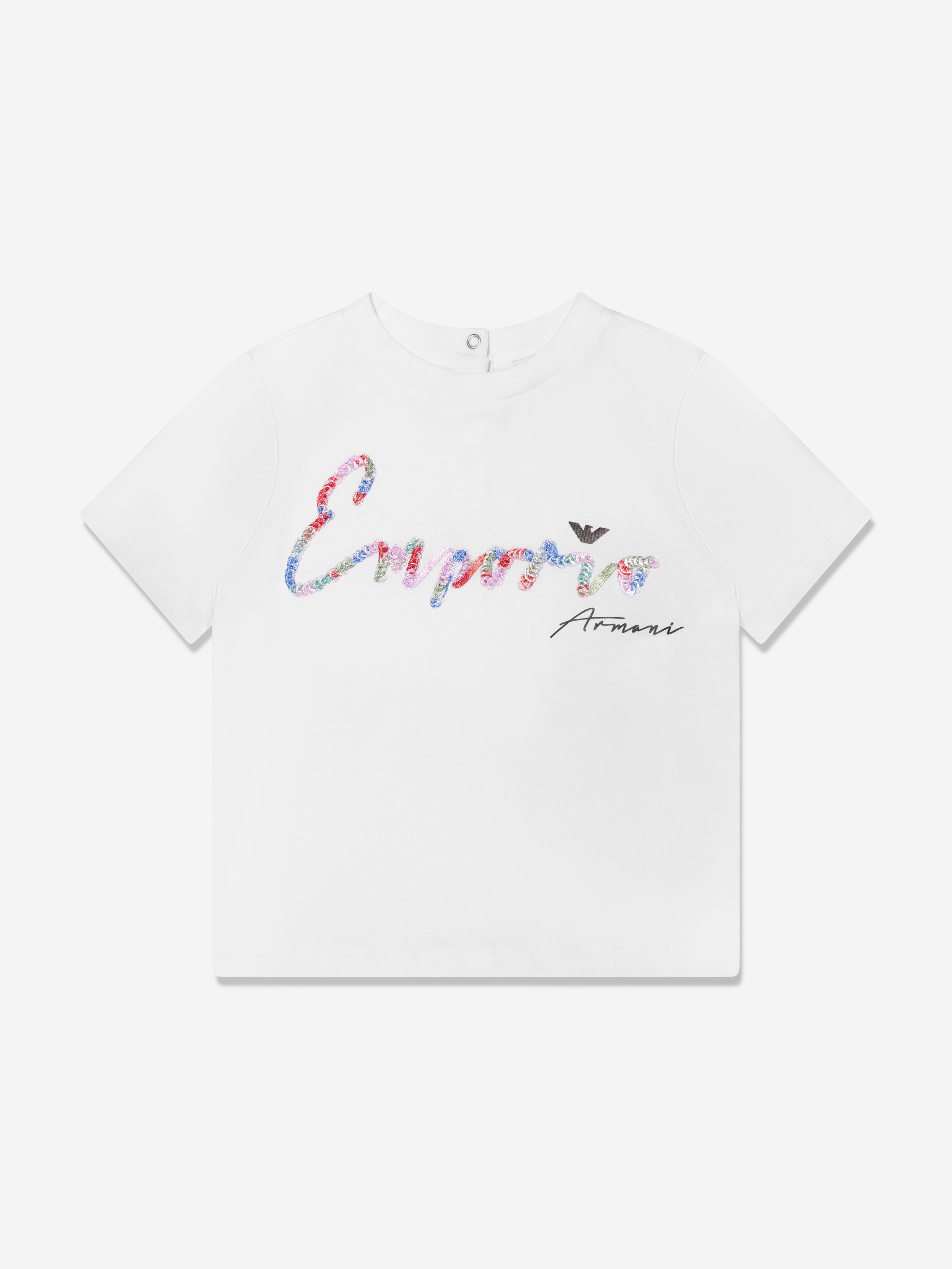 Emporio Armani Baby Girls Logo Print T-Shirt In White