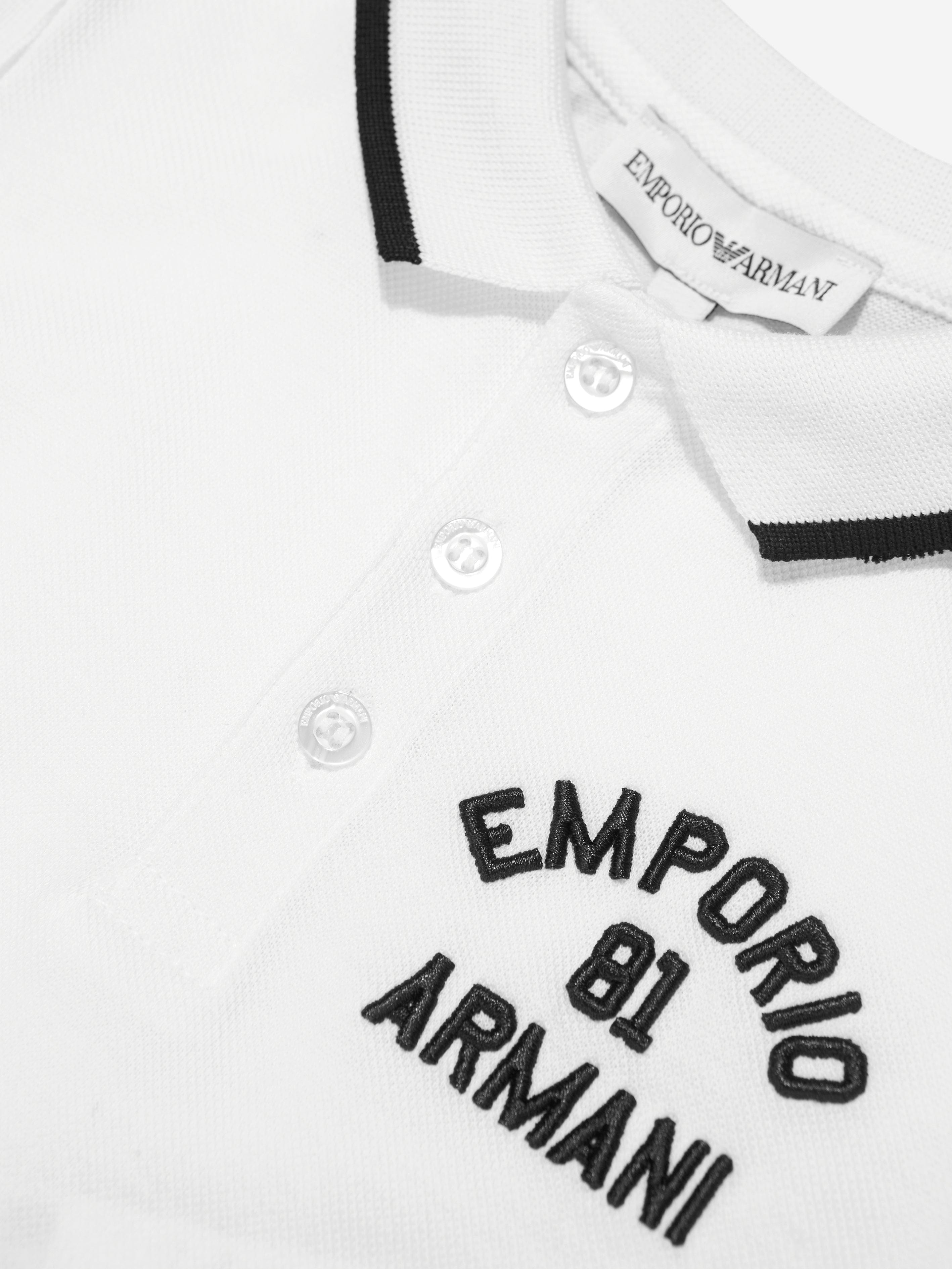 Emporio Armani Baby Boys Logo Polo Shirt In White