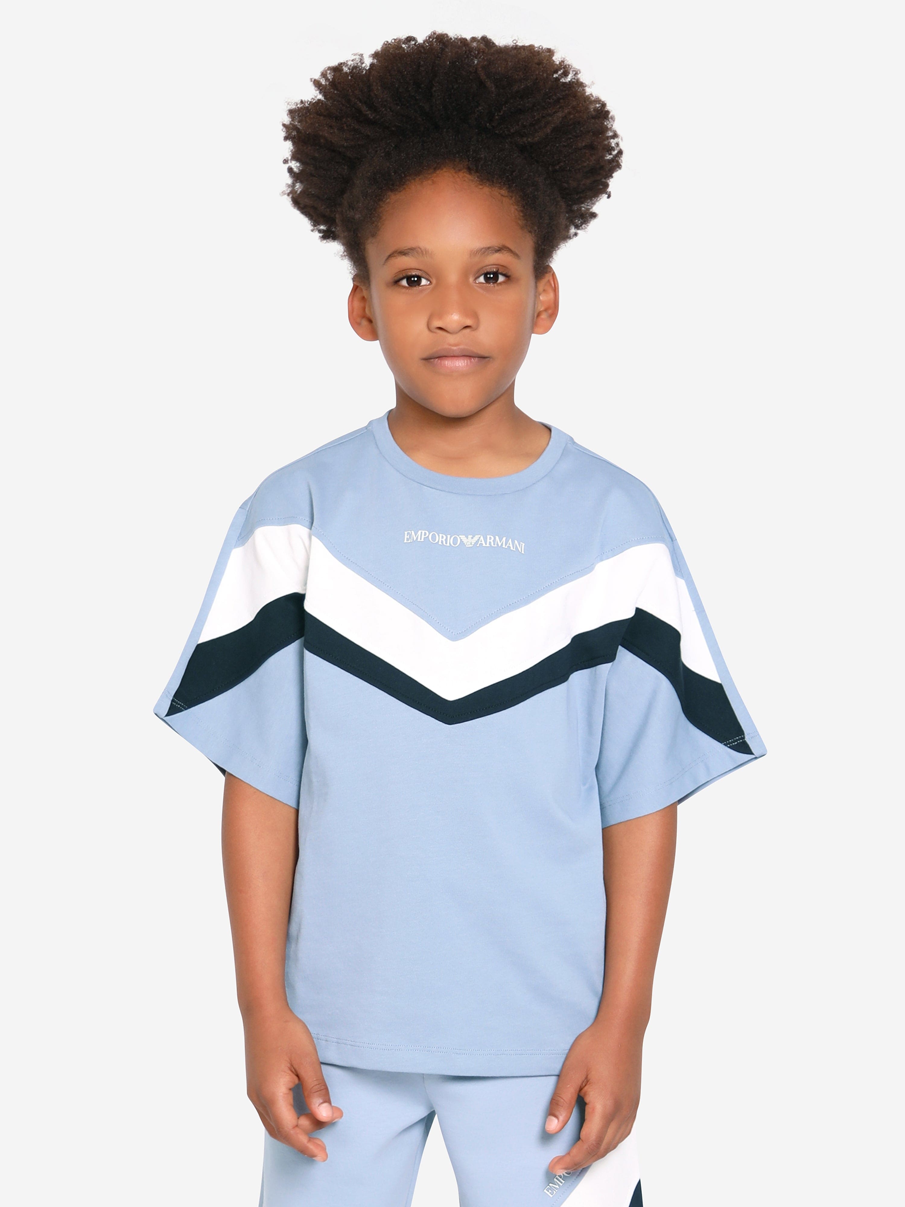 Emporio Armani Boys Chevron T-Shirt In Blue