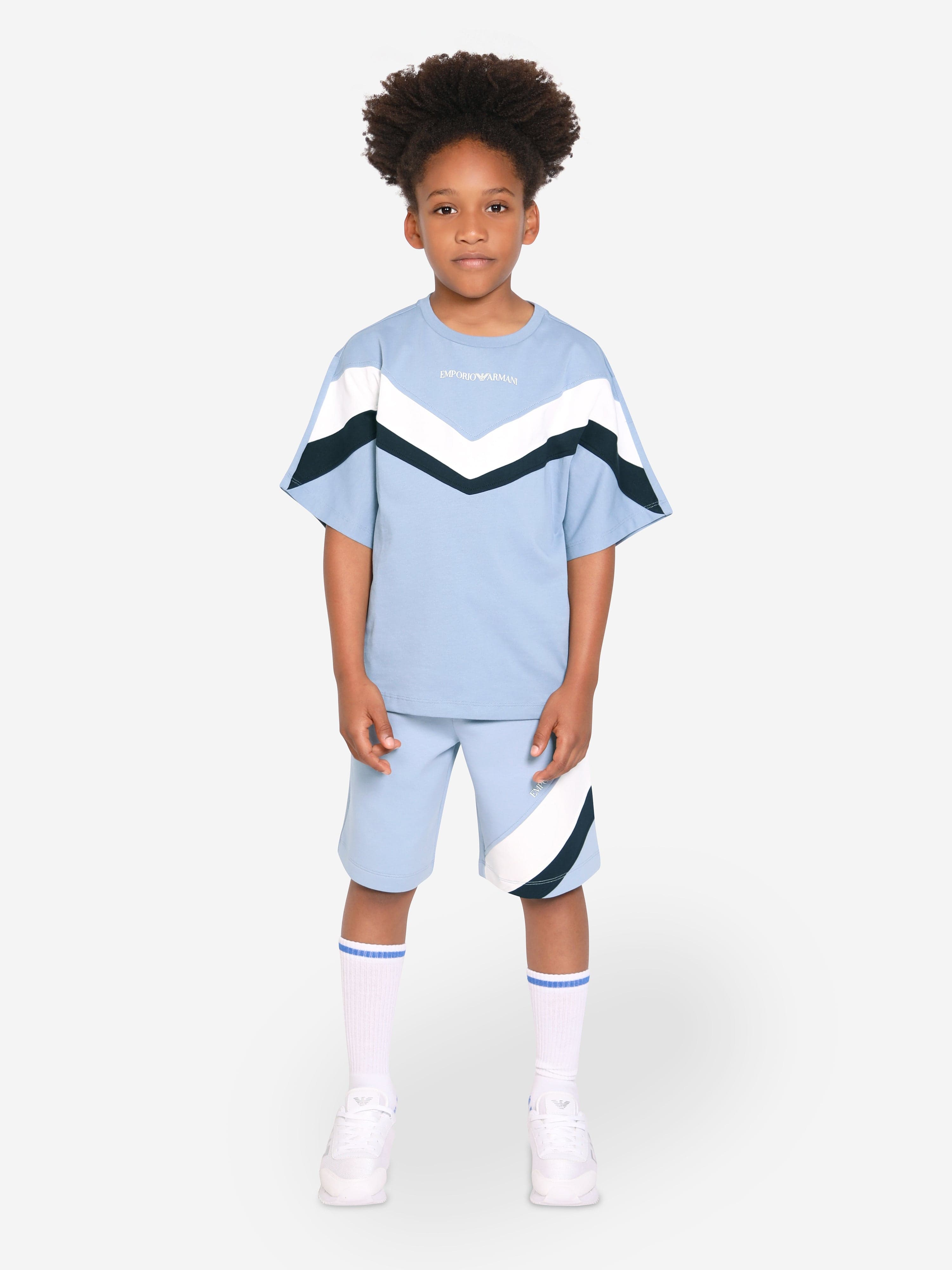 Emporio Armani Boys Chevron T-Shirt In Blue