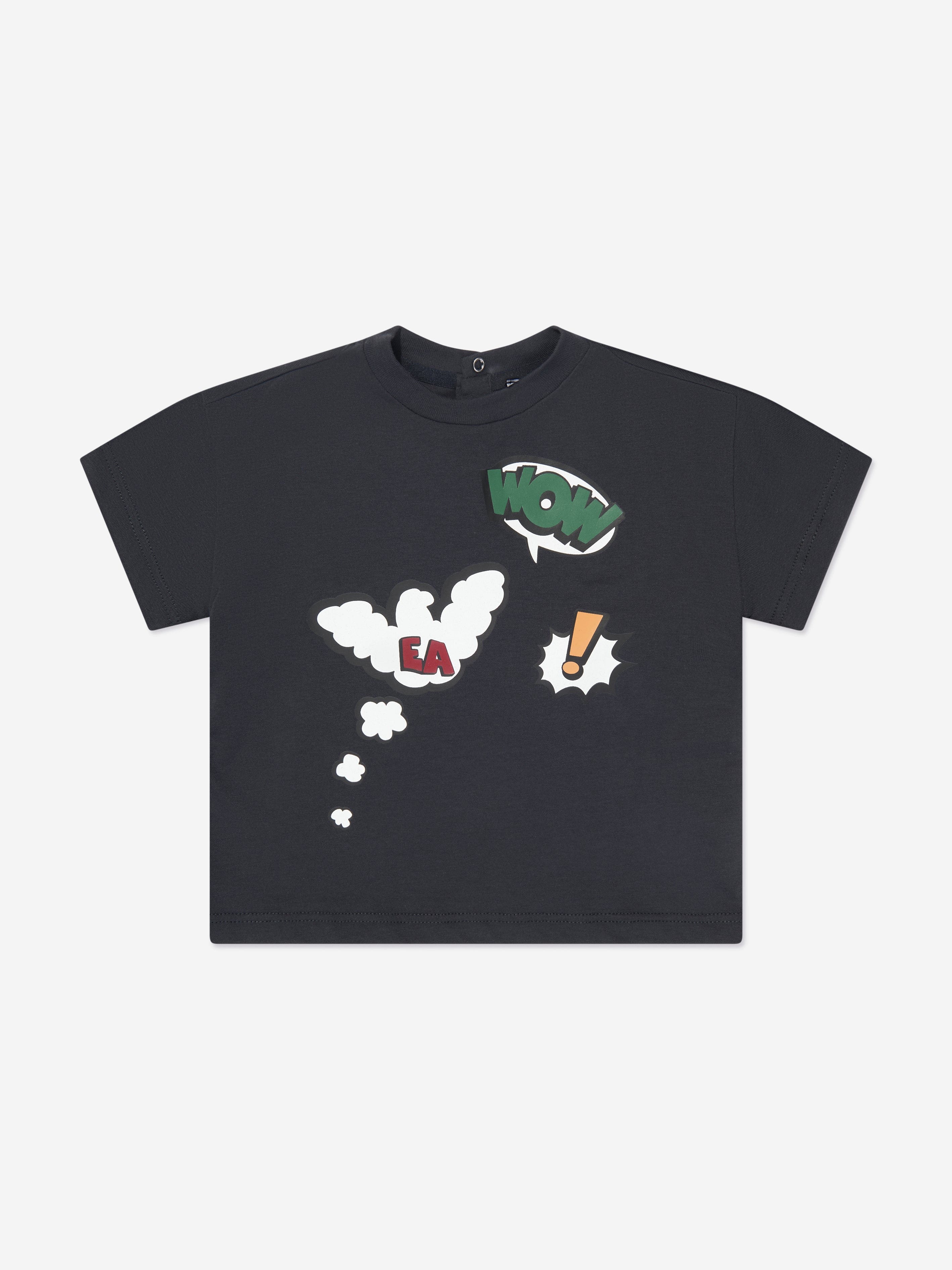 Emporio Armani Baby Boys Slogan Print T-Shirt In Navy