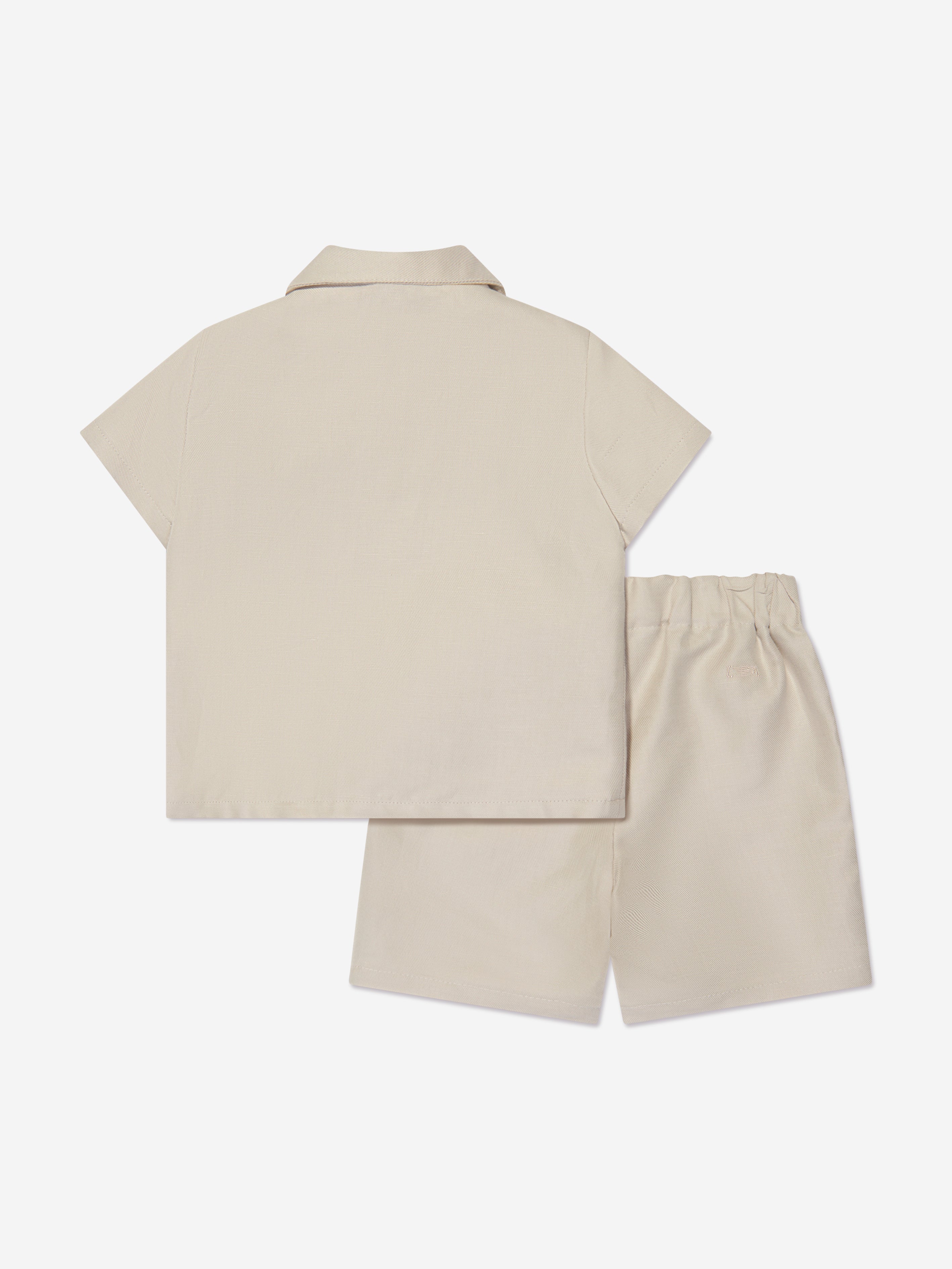 Emporio Armani Baby Boys Linen Shirt And Shorts Set In Beige