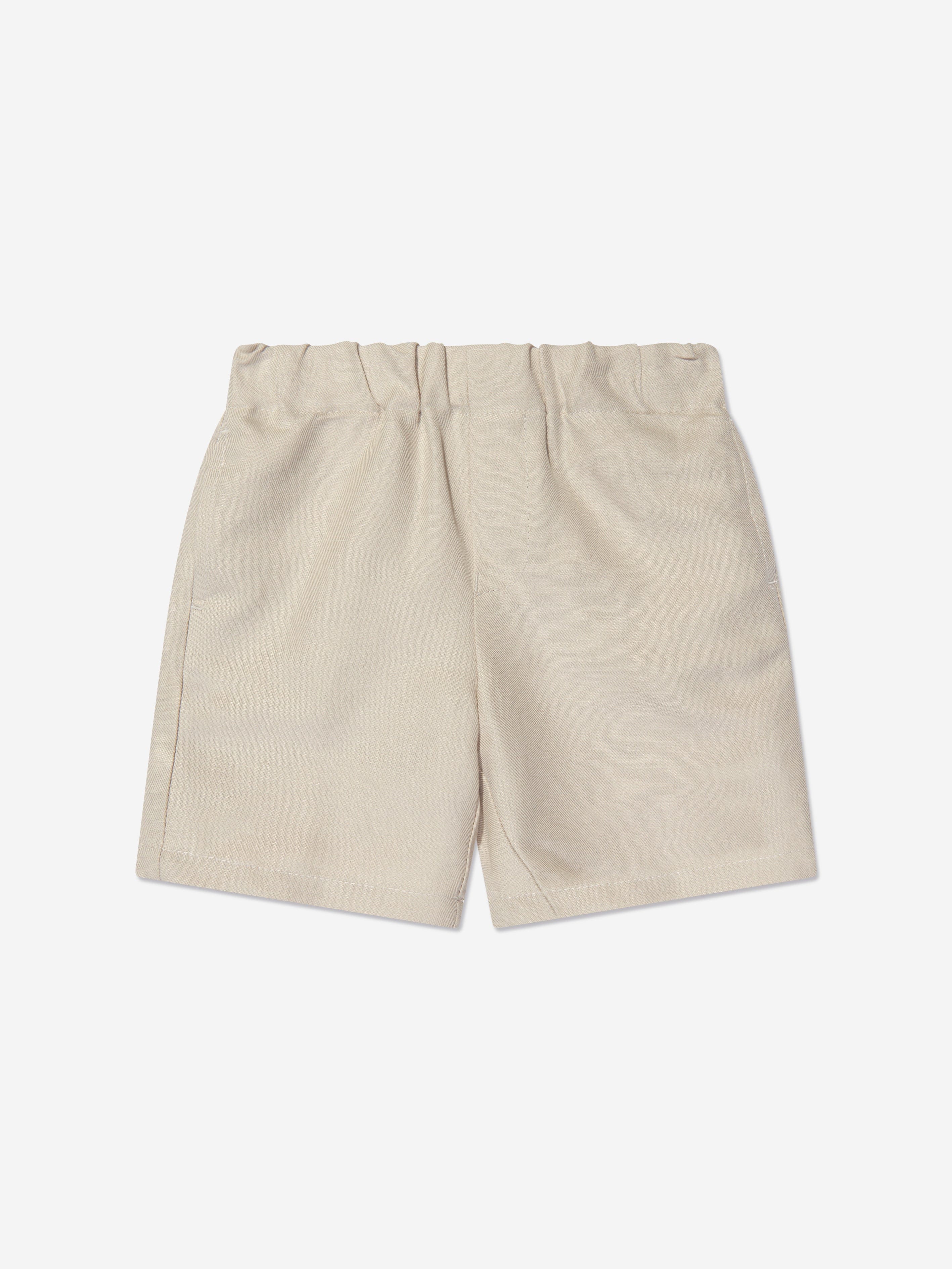 Emporio Armani Baby Boys Linen Shirt And Shorts Set In Beige