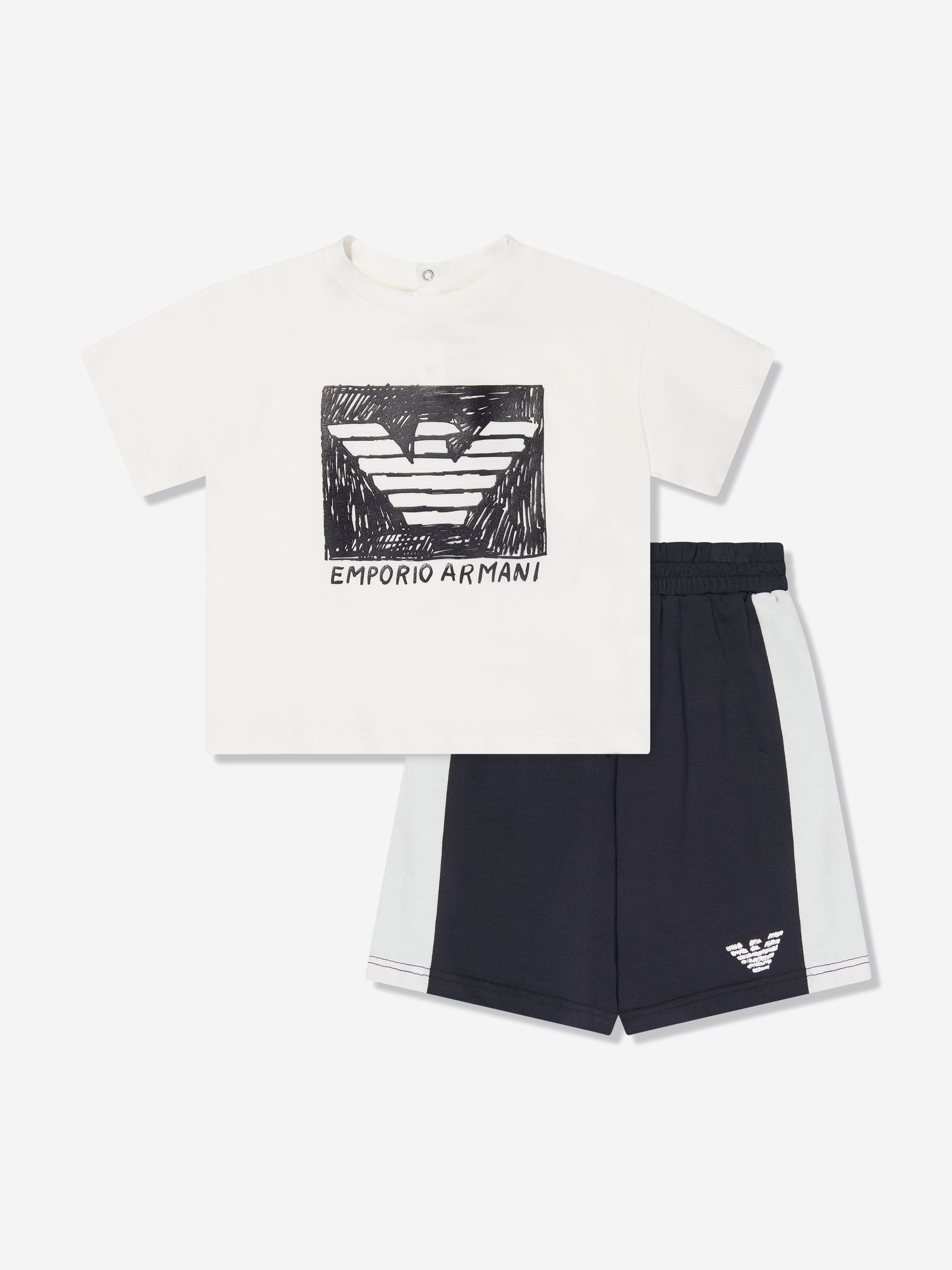 Emporio Armani Baby Boys T-Shirt And Shorts Set In White