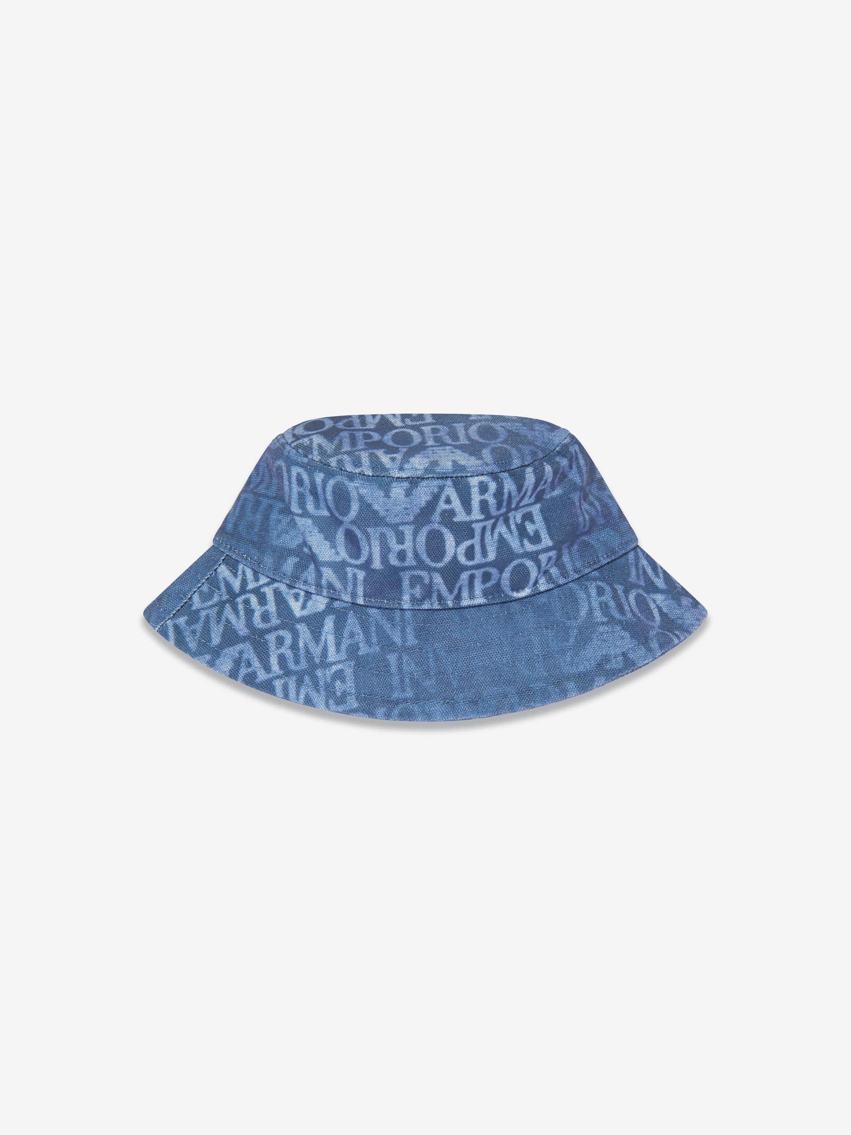 Emporio Armani Kids Logo Bucket Hat in Blue