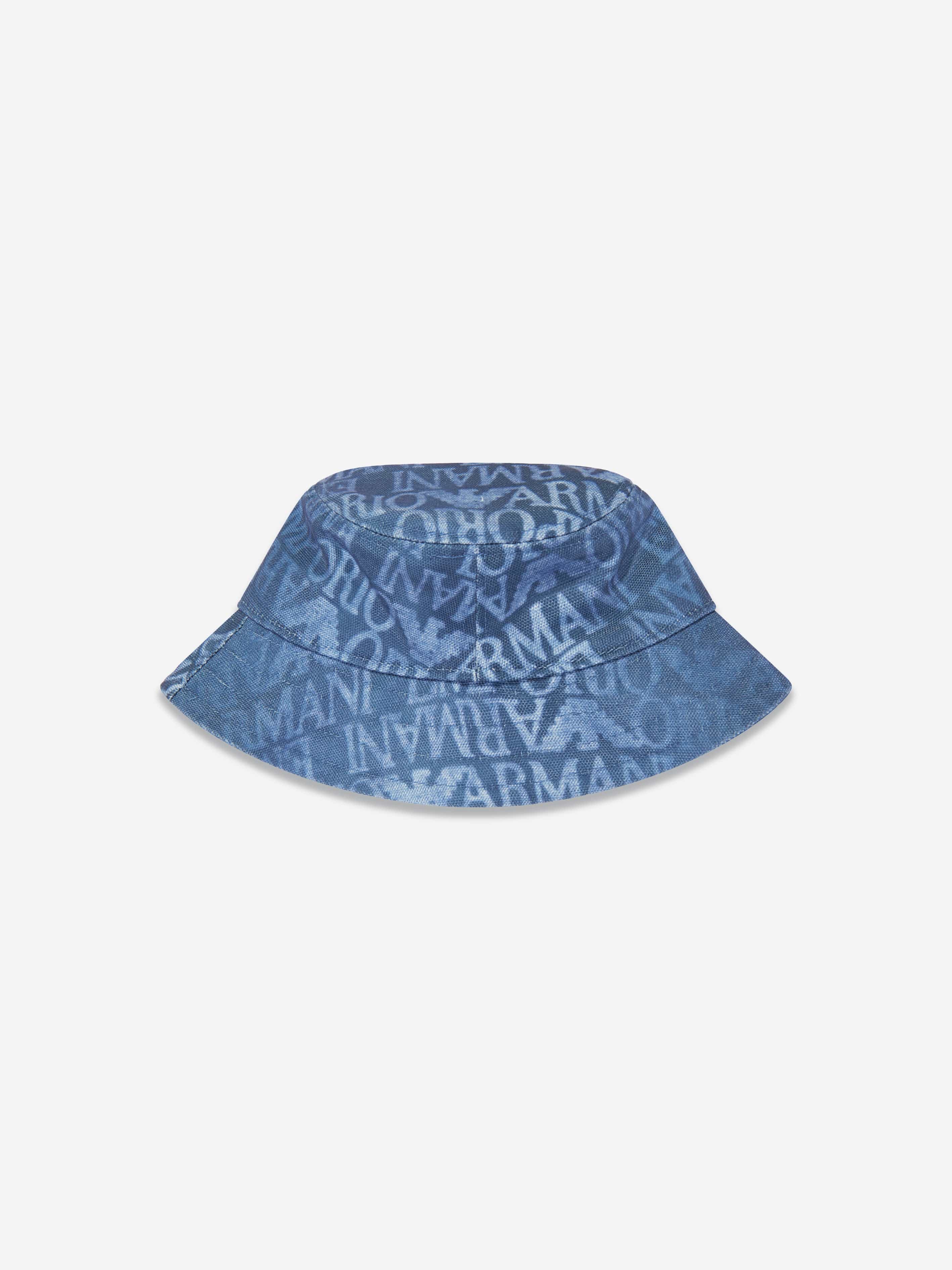 Emporio Armani Kids Logo Bucket Hat in Blue