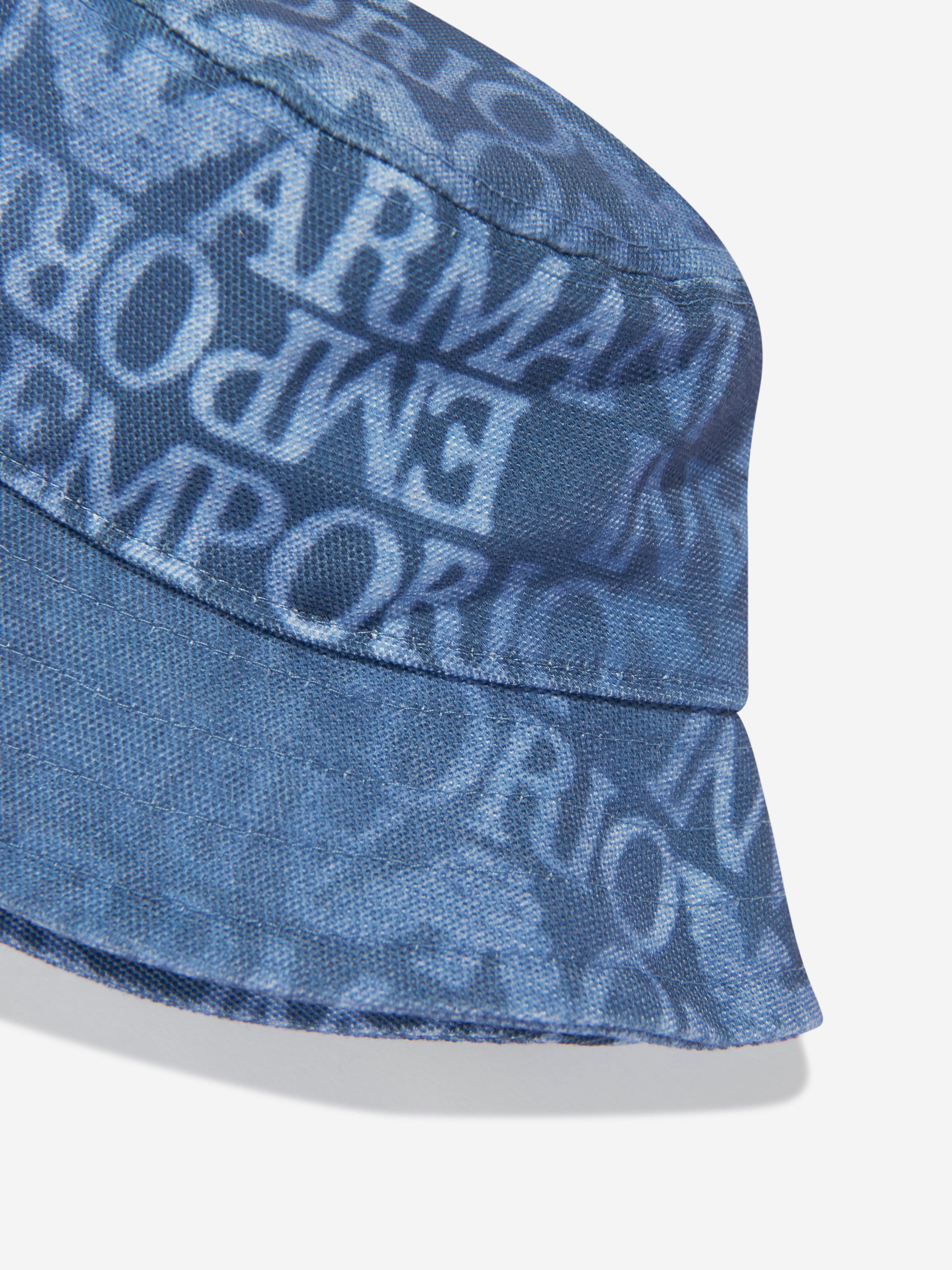 Emporio Armani Kids Logo Bucket Hat in Blue