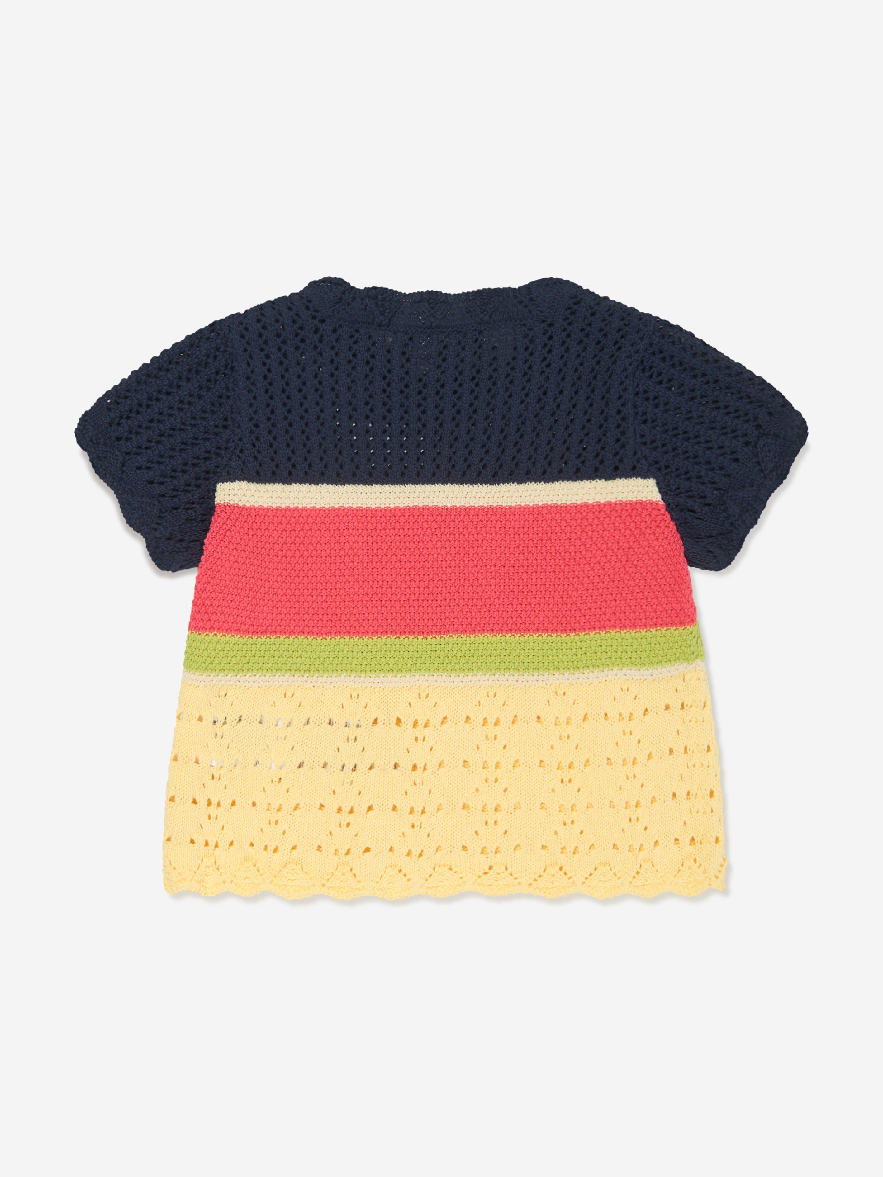 Emporio Armani Girls Crochet Knit T-Shirt in Multicolour