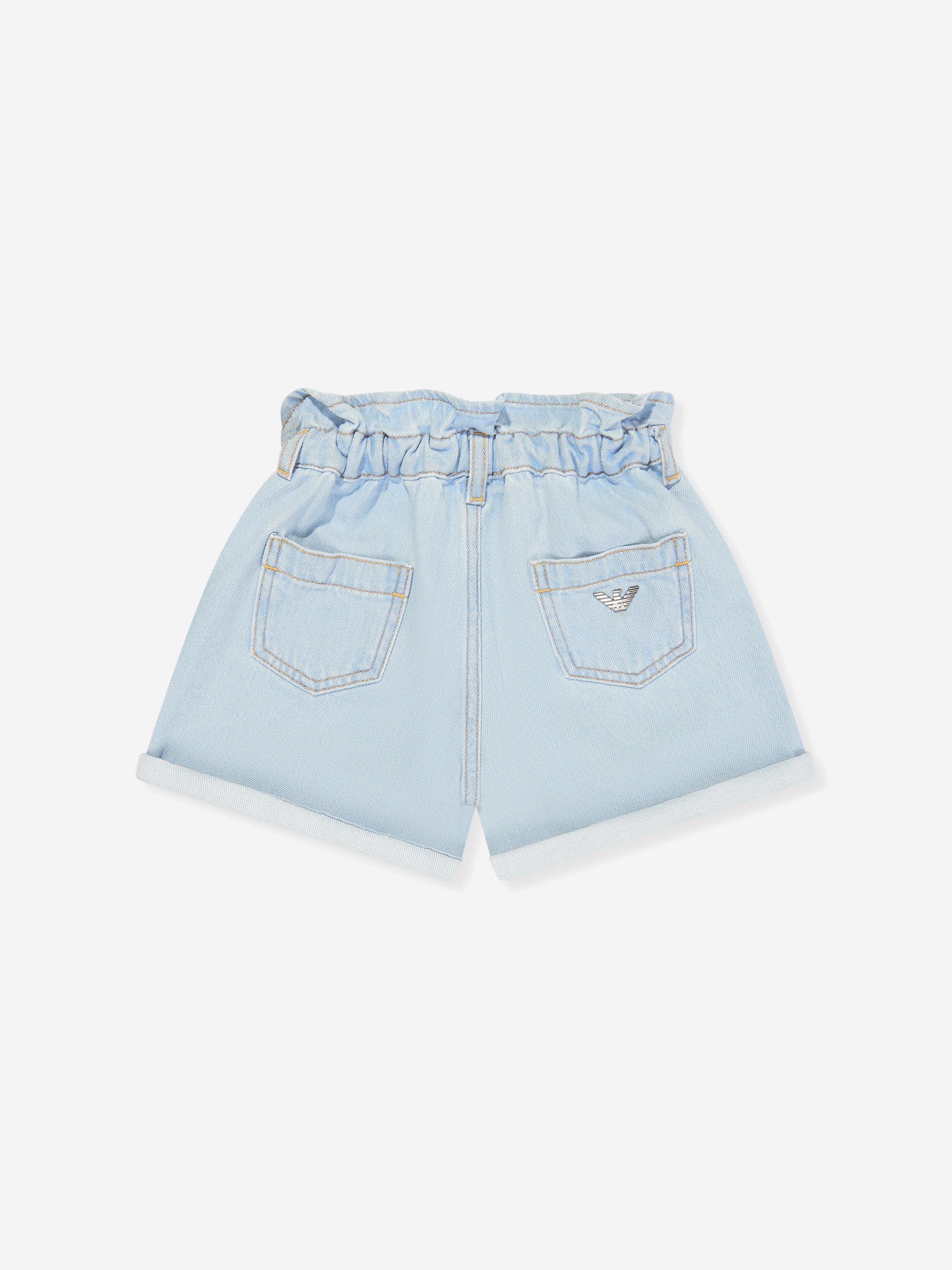 Emporio Armani Girls Denim Shorts in Blue