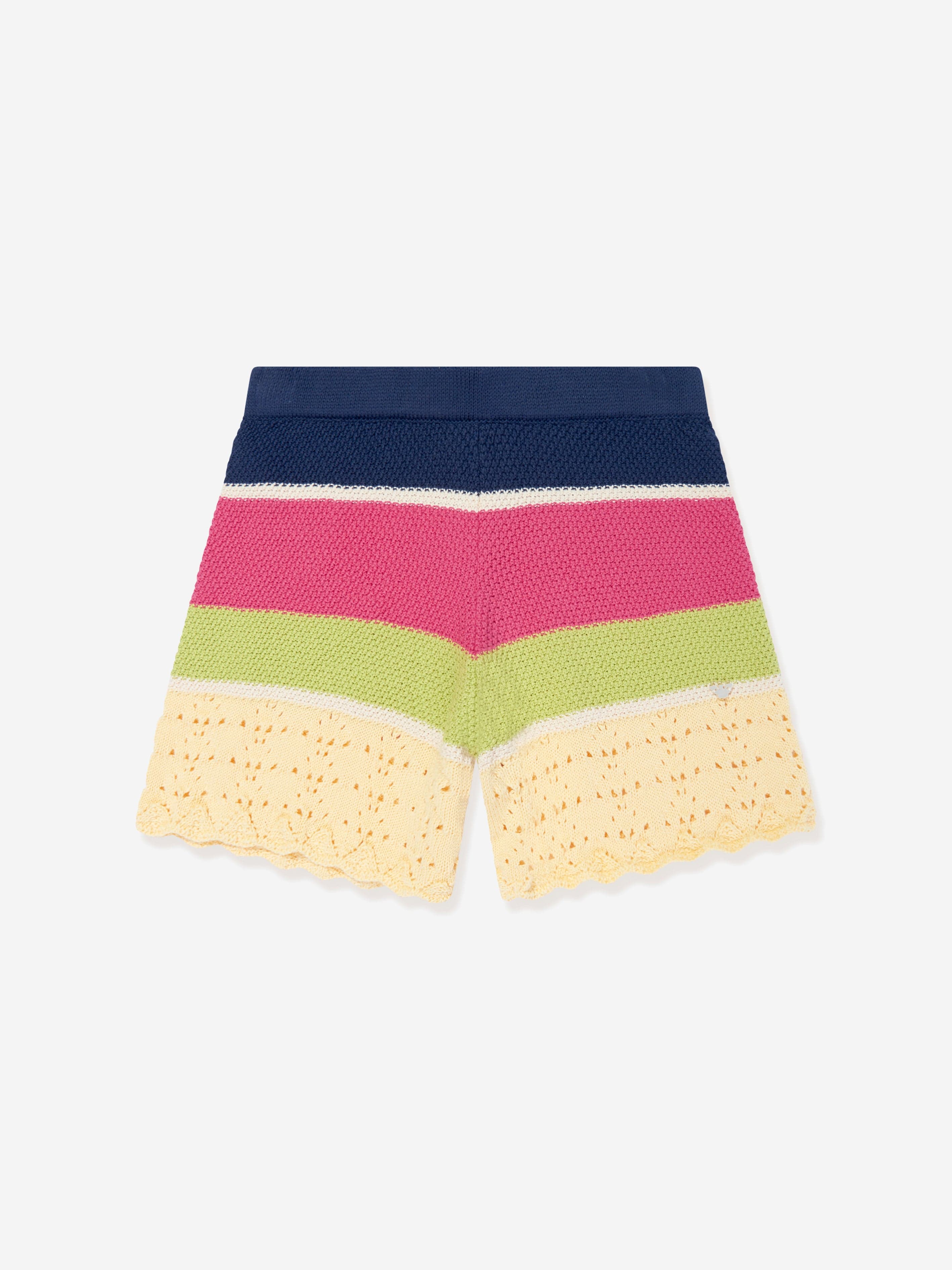 Emporio Armani Girls Crochet Knit Shorts in Multicolour