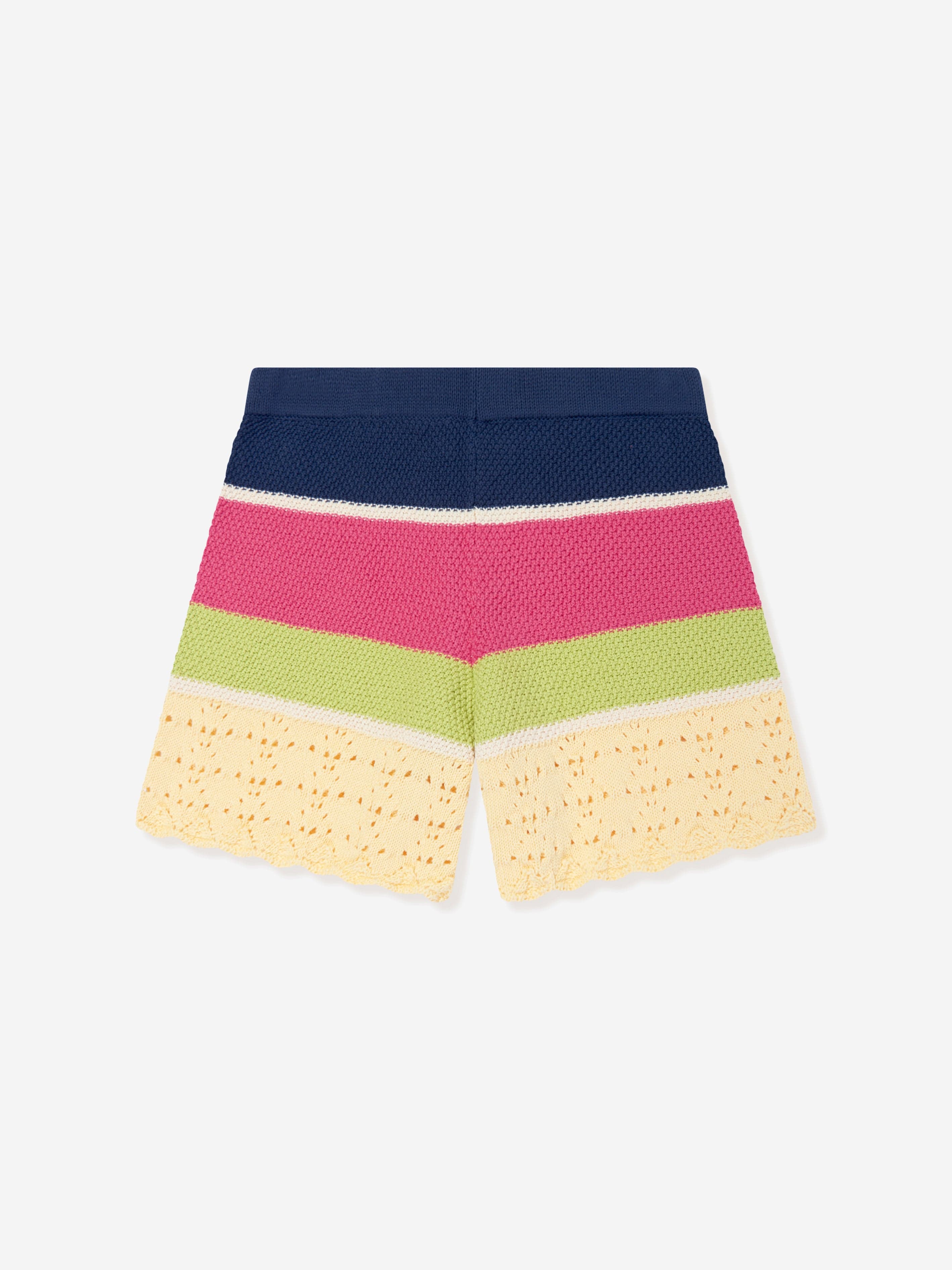 Emporio Armani Girls Crochet Knit Shorts in Multicolour