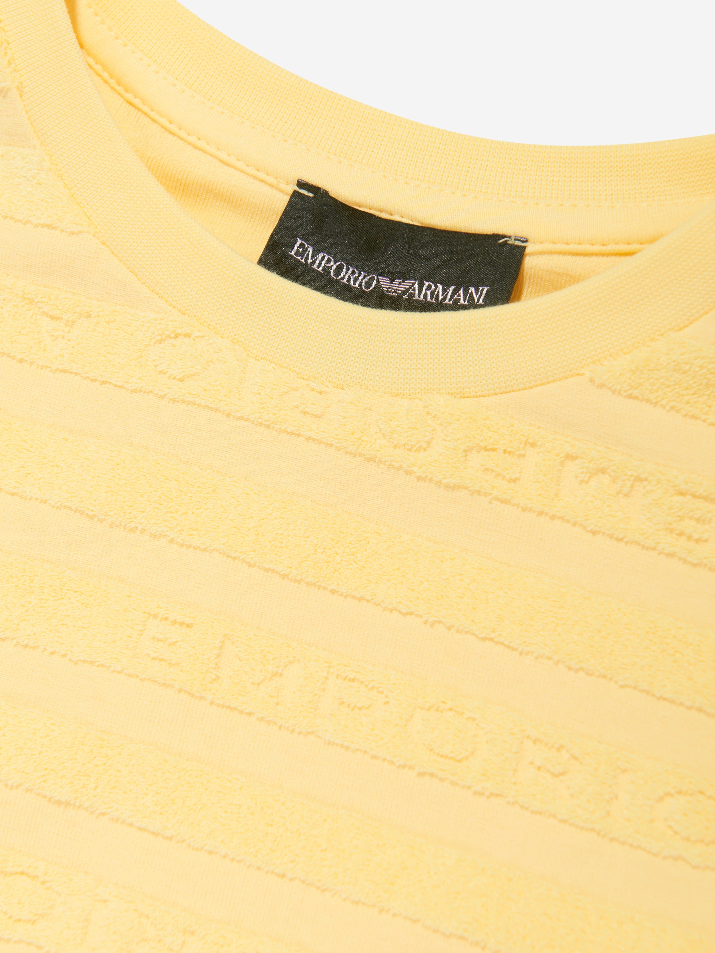 Emporio Armani Girls Striped Logo T-Shirt in Yellow