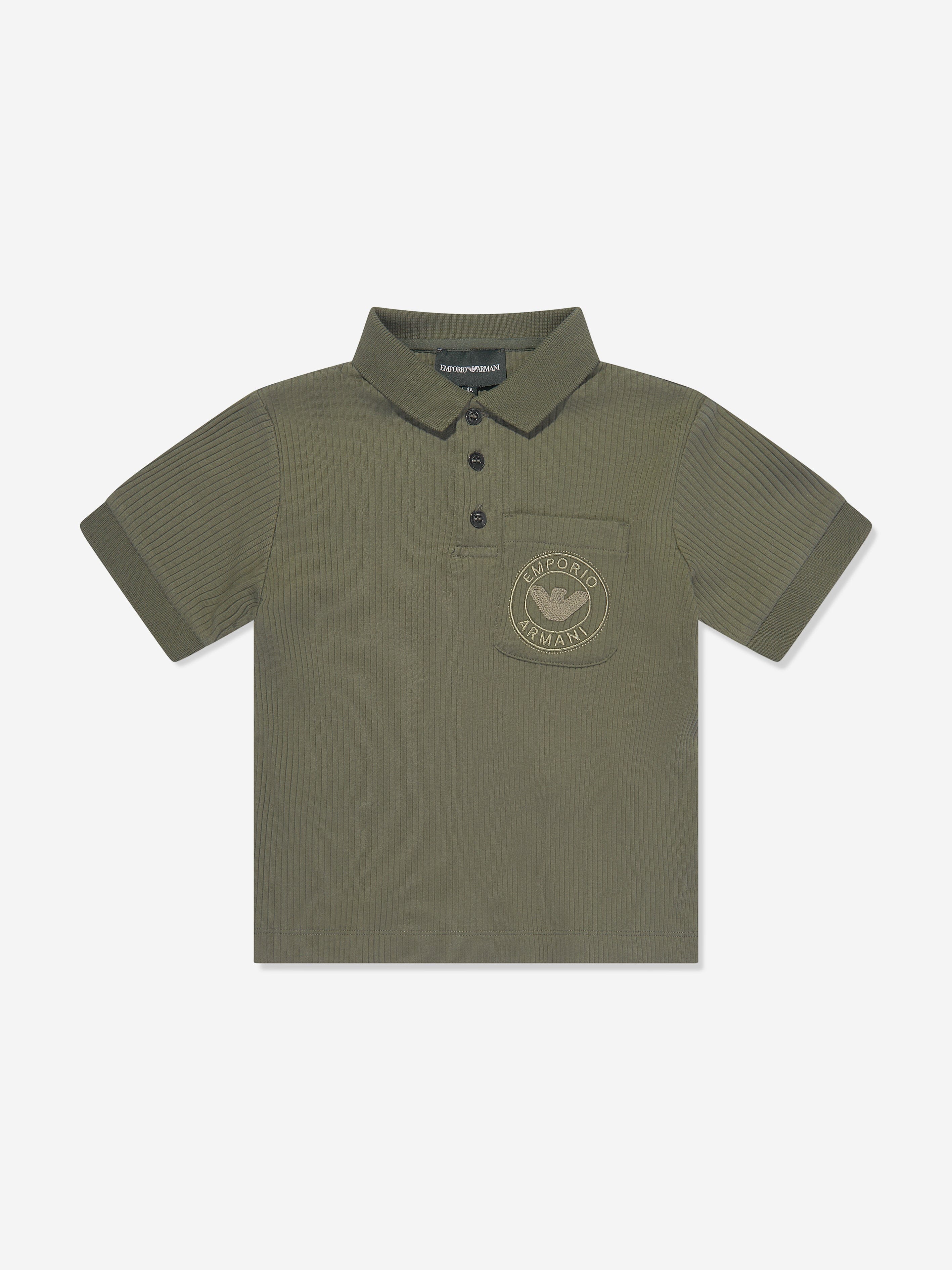 Emporio Armani Boys Logo Pocket Polo Shirt in Green