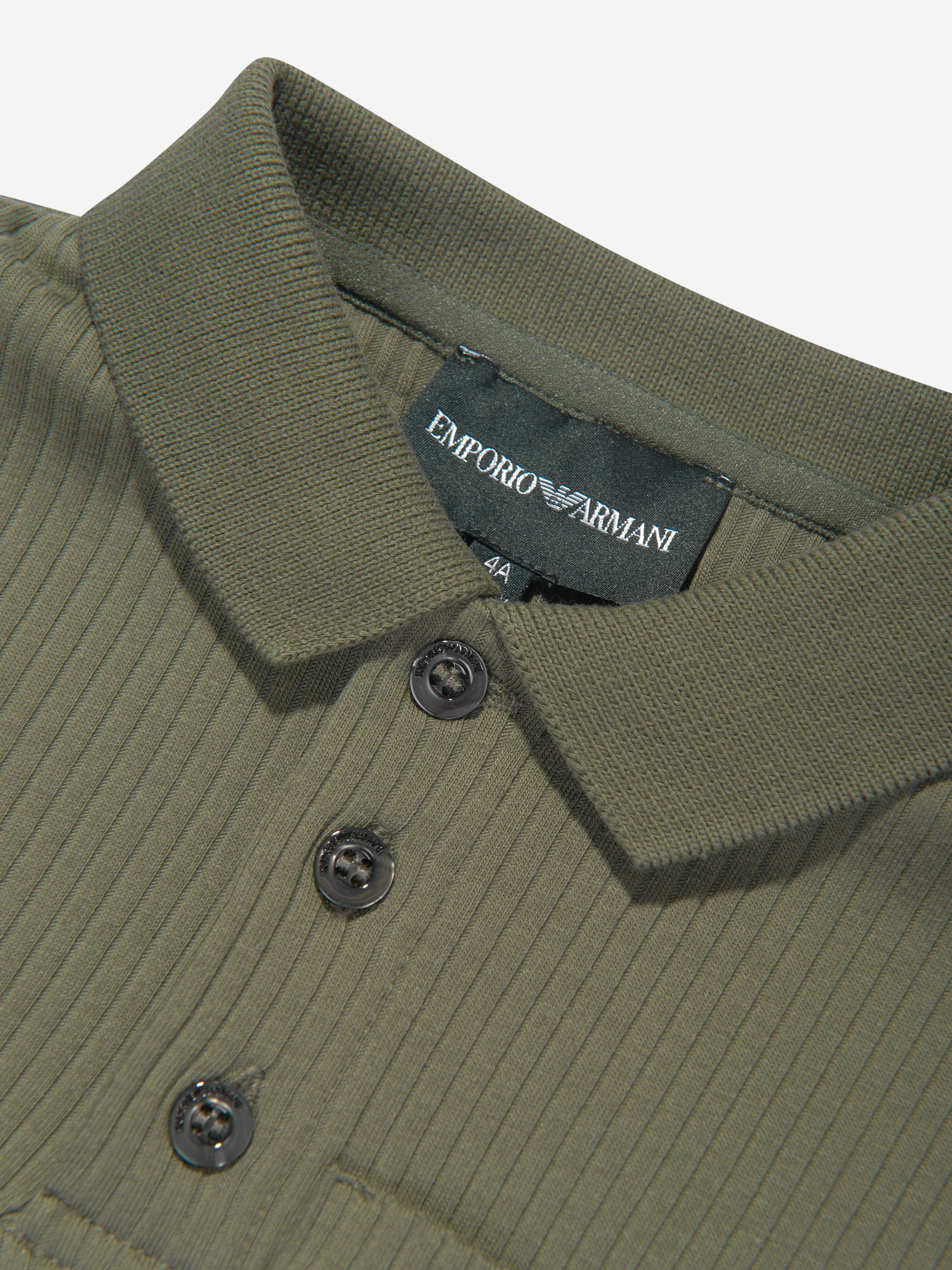 Emporio Armani Boys Logo Pocket Polo Shirt in Green