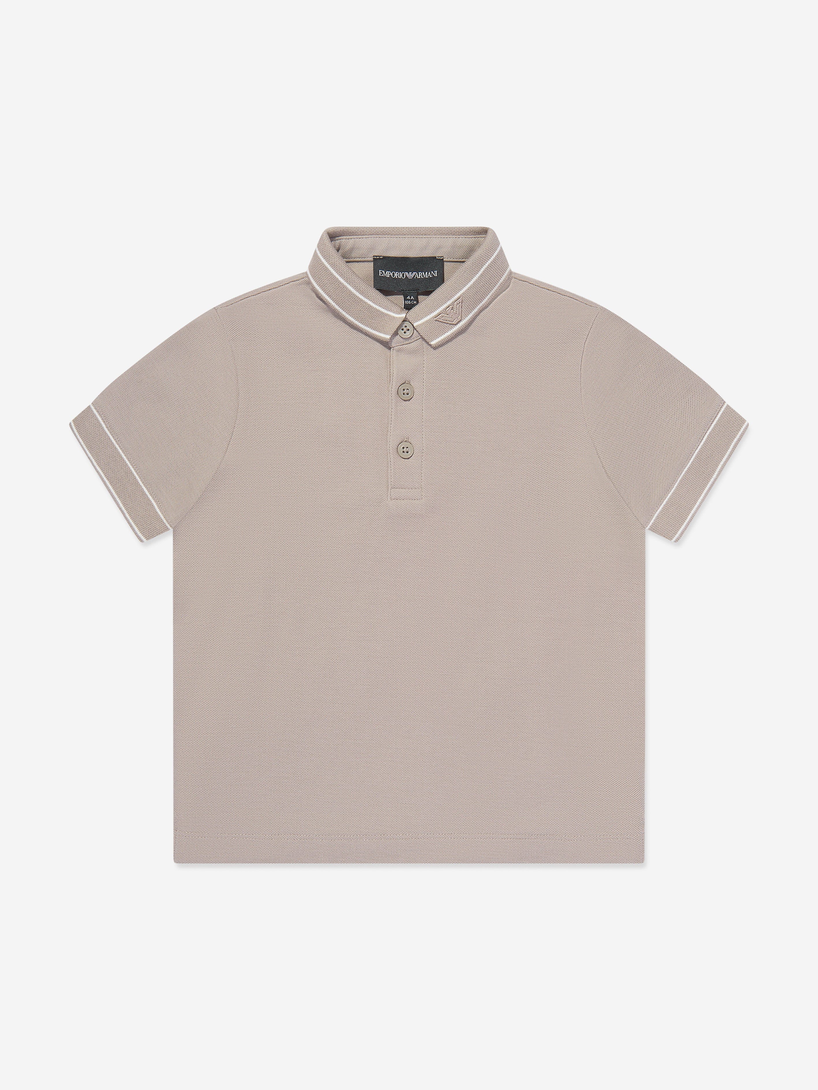 Emporio Armani Boys Logo Collar Polo Shirt in Brown