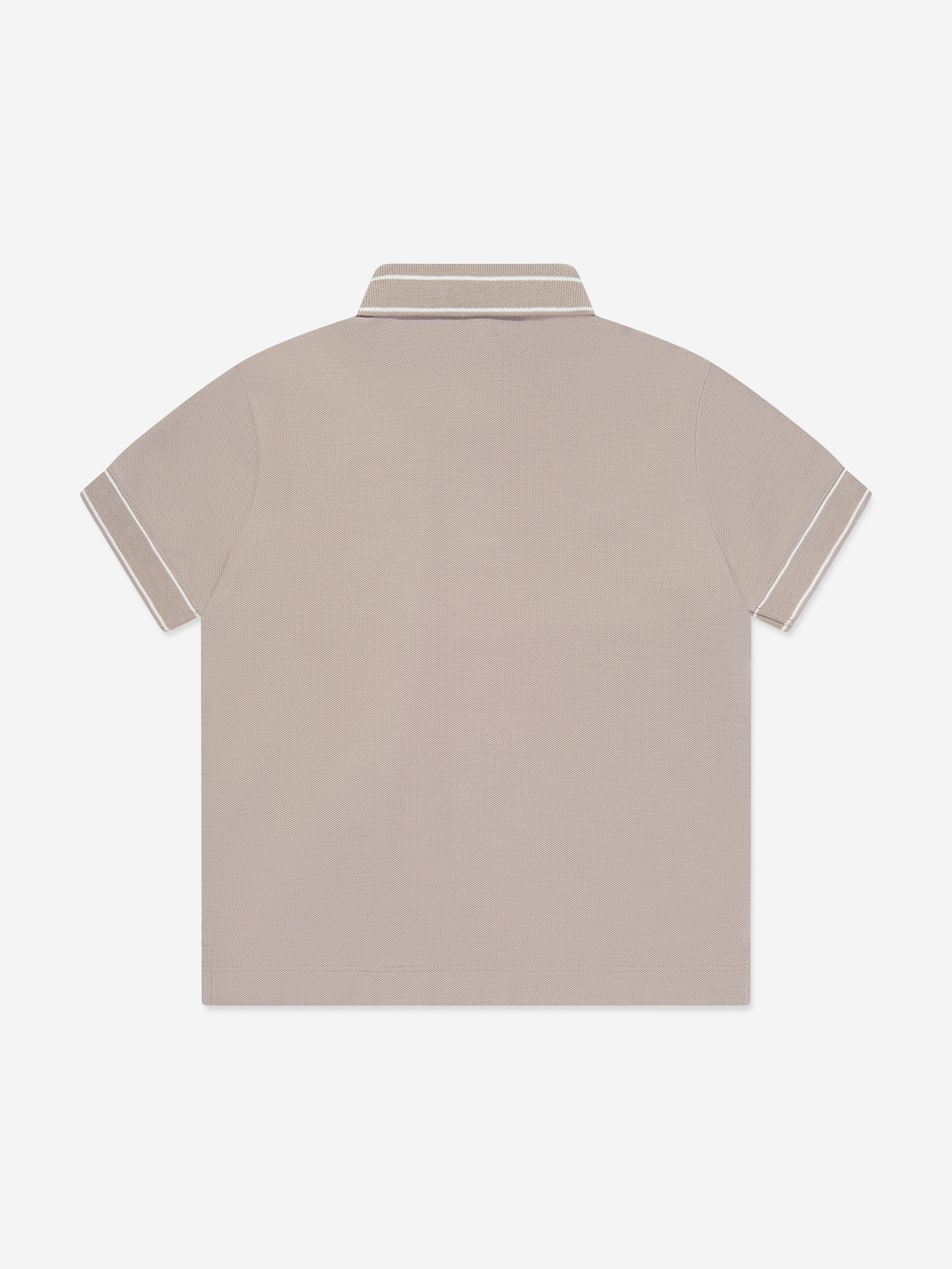 Emporio Armani Boys Logo Collar Polo Shirt in Brown