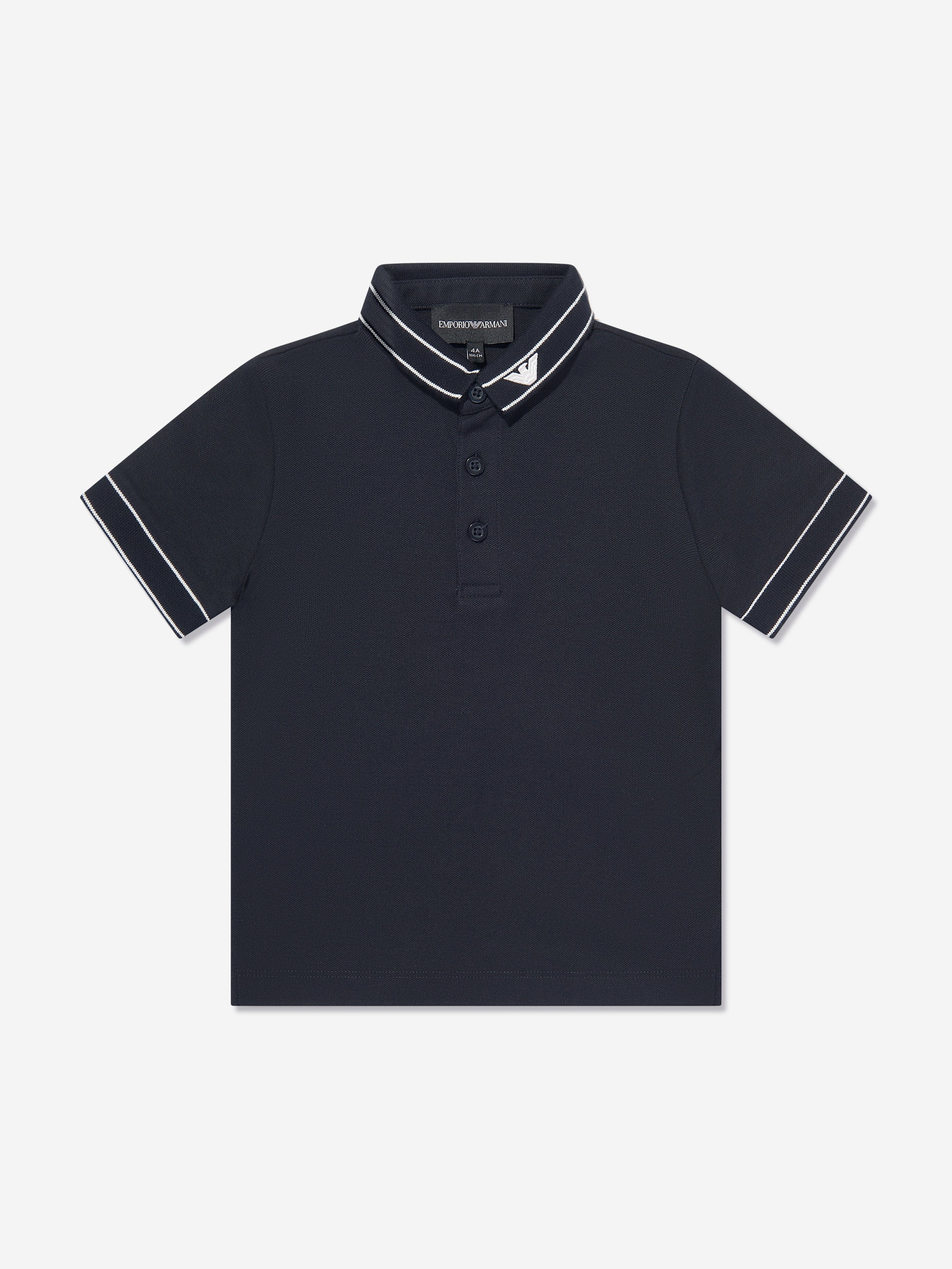 Emporio Armani Boys Logo Collar Polo Shirt in Navy