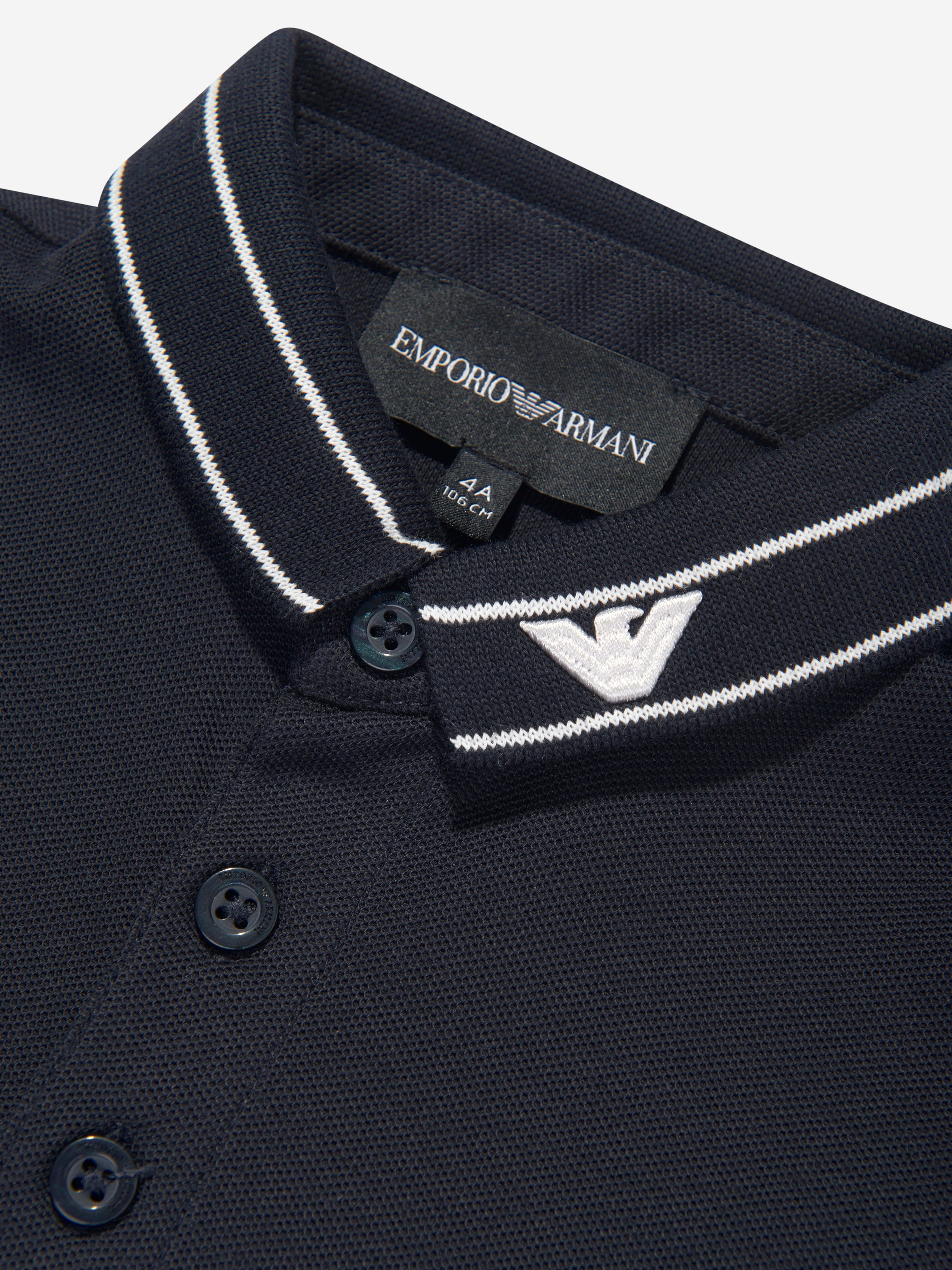 Emporio Armani Boys Logo Collar Polo Shirt in Navy