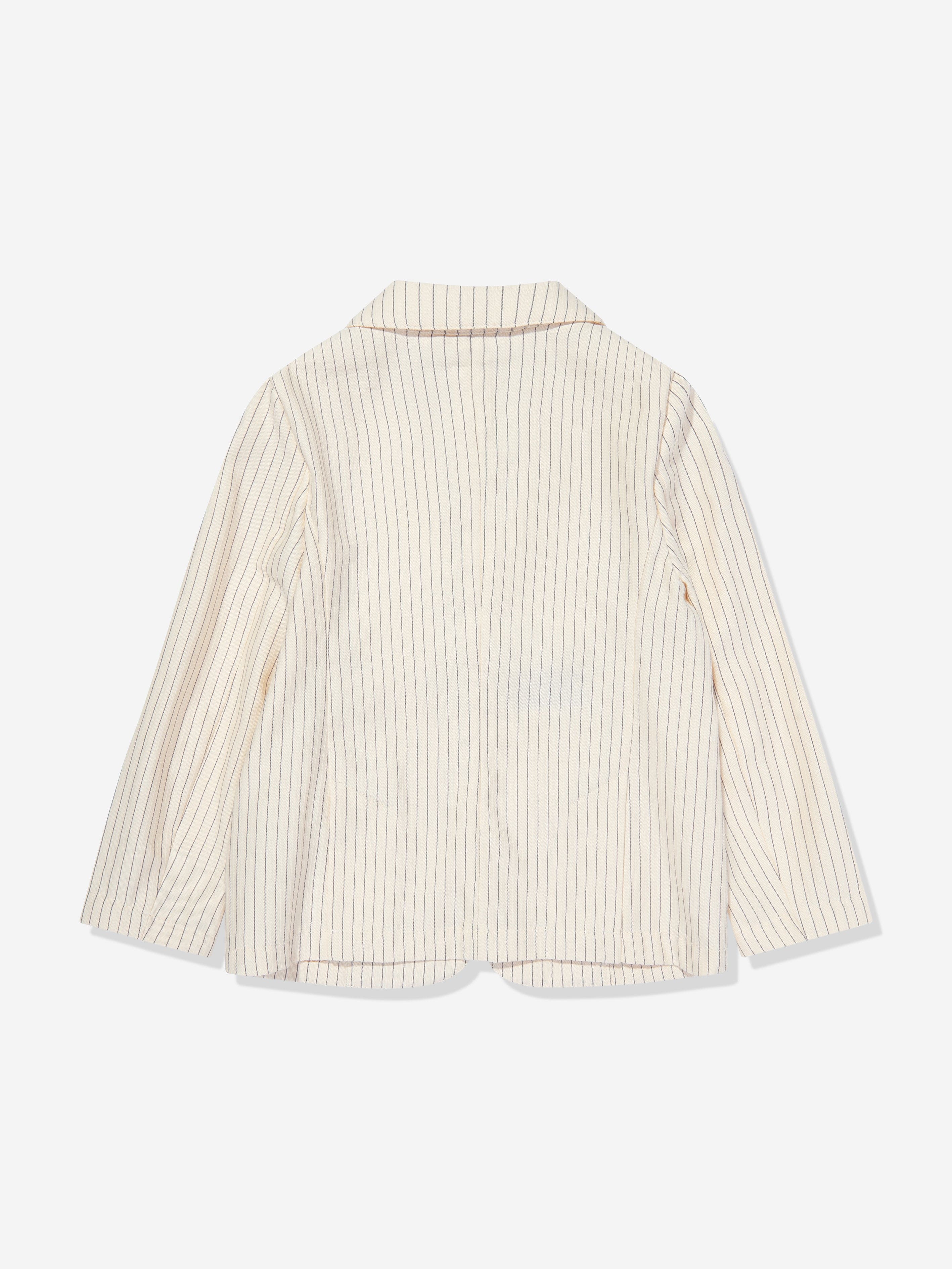 Emporio Armani Boys Striped Linen Blazer in Ivory