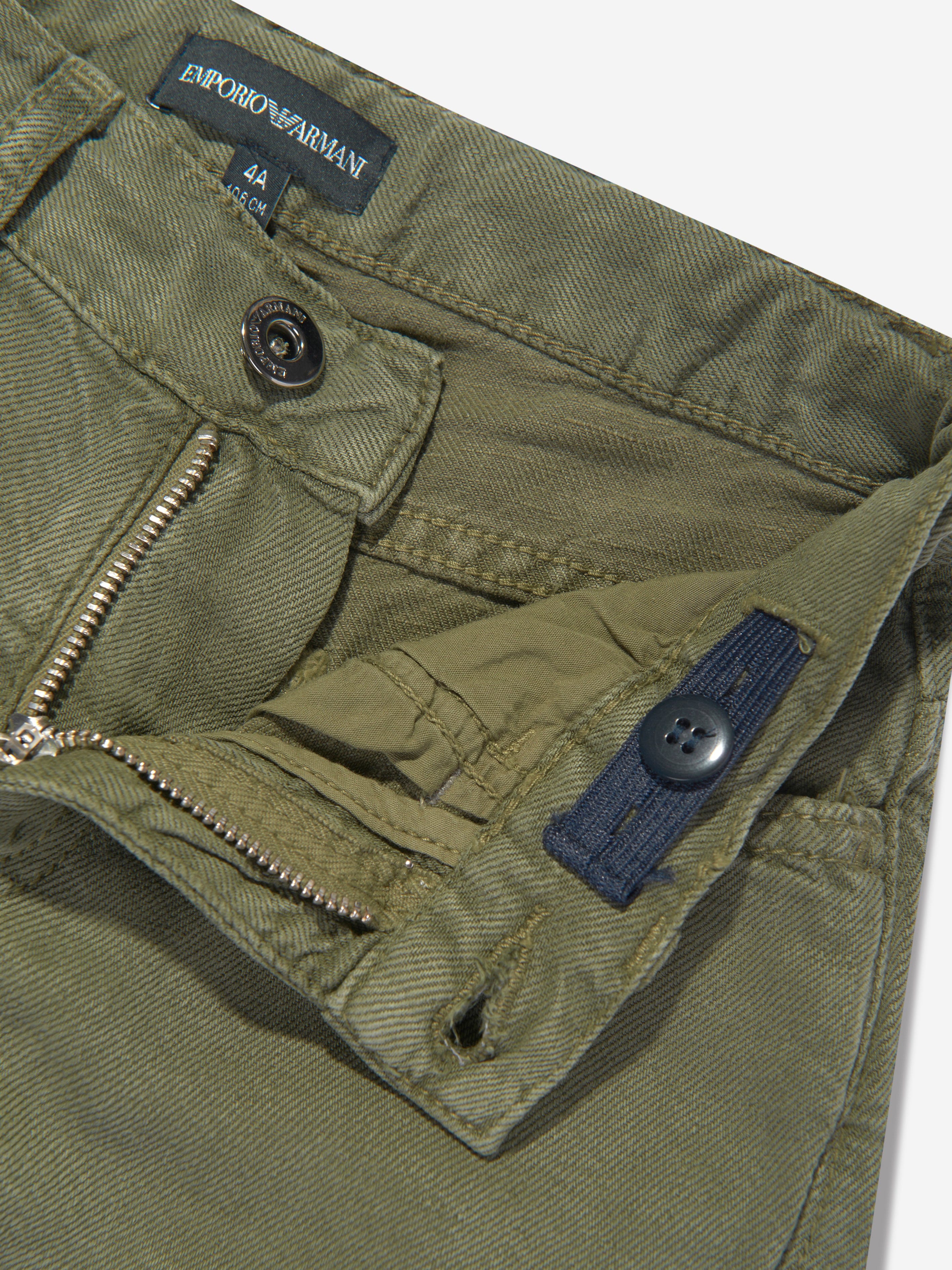 Emporio Armani Boys Linen Blend Trousers in Green