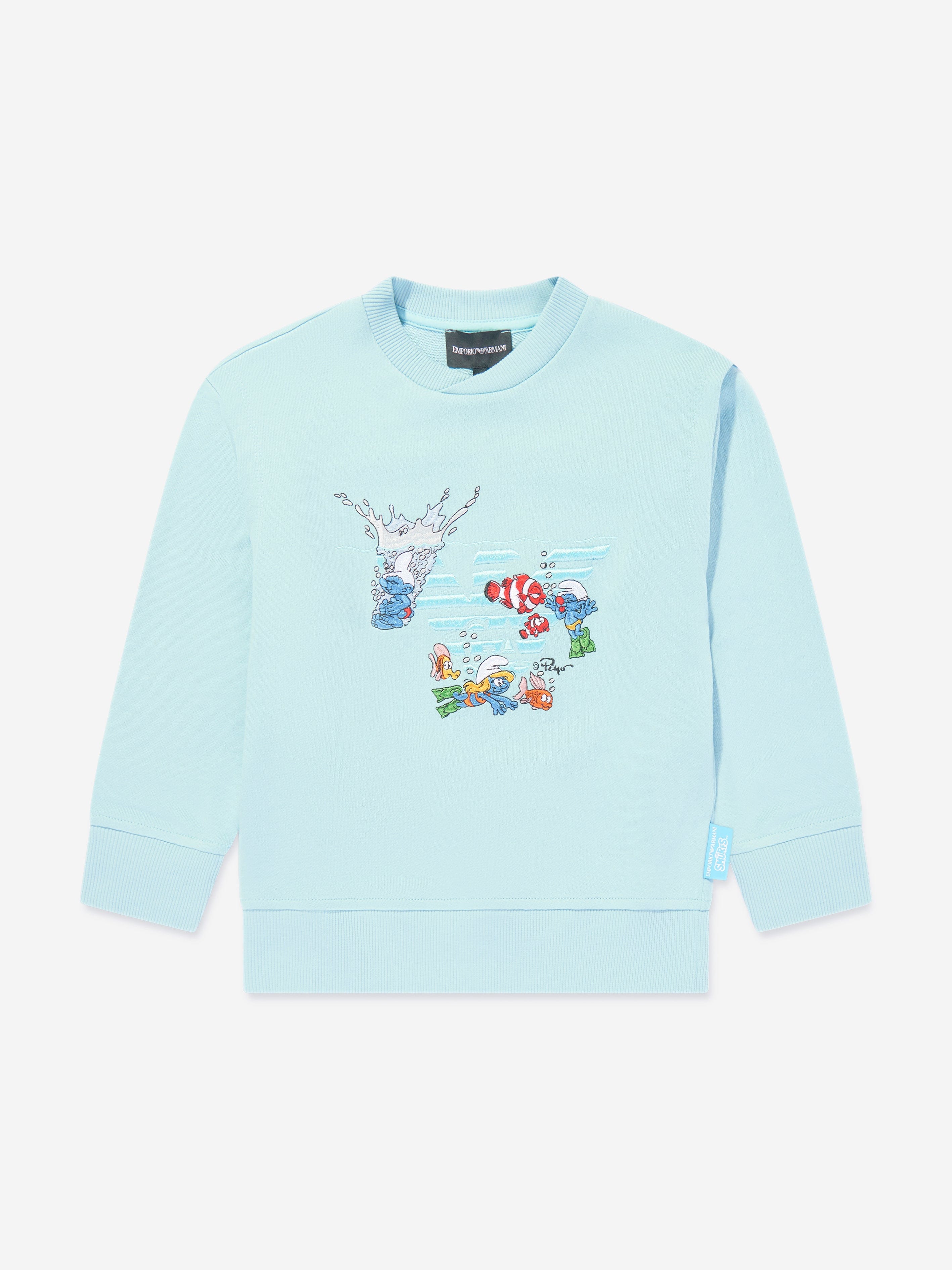 Emporio Armani Boys Smurf Sweatshirt in Blue