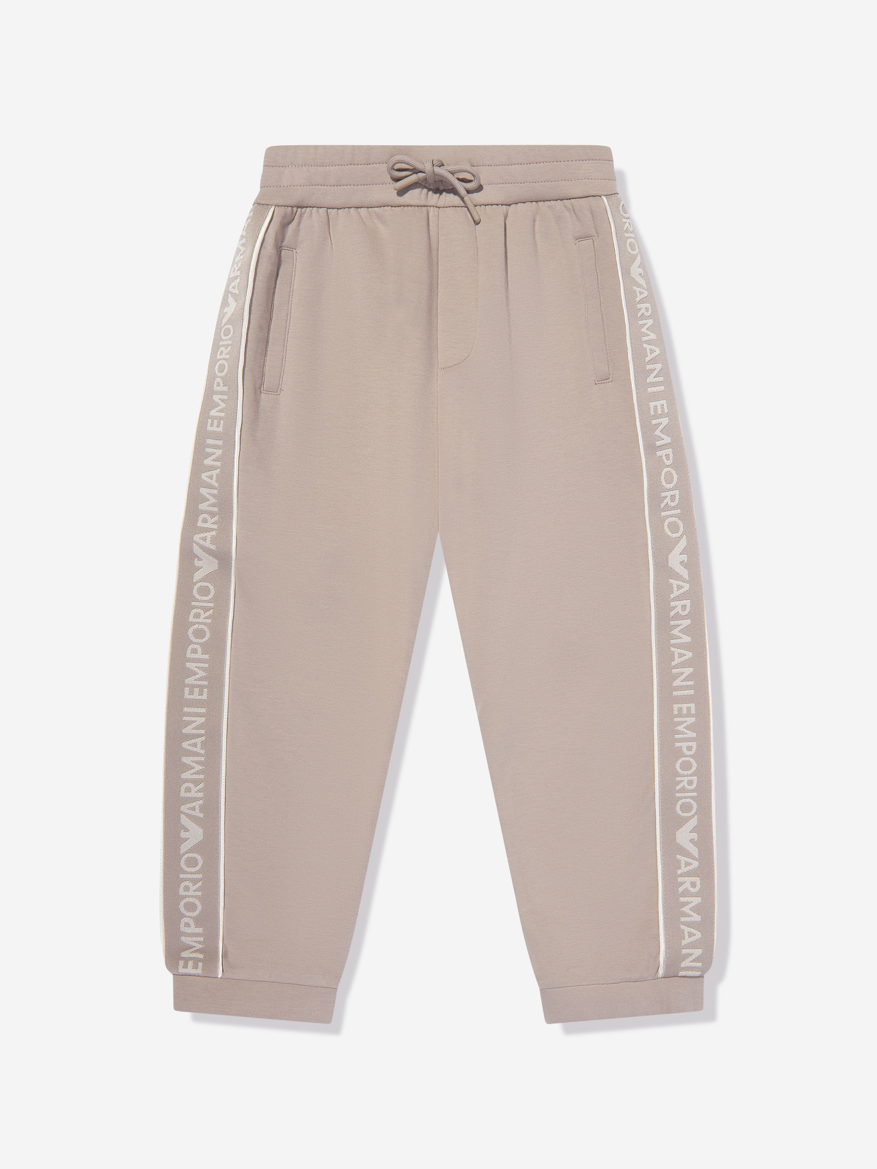 Emporio Armani Boys Logo Joggers in Brown