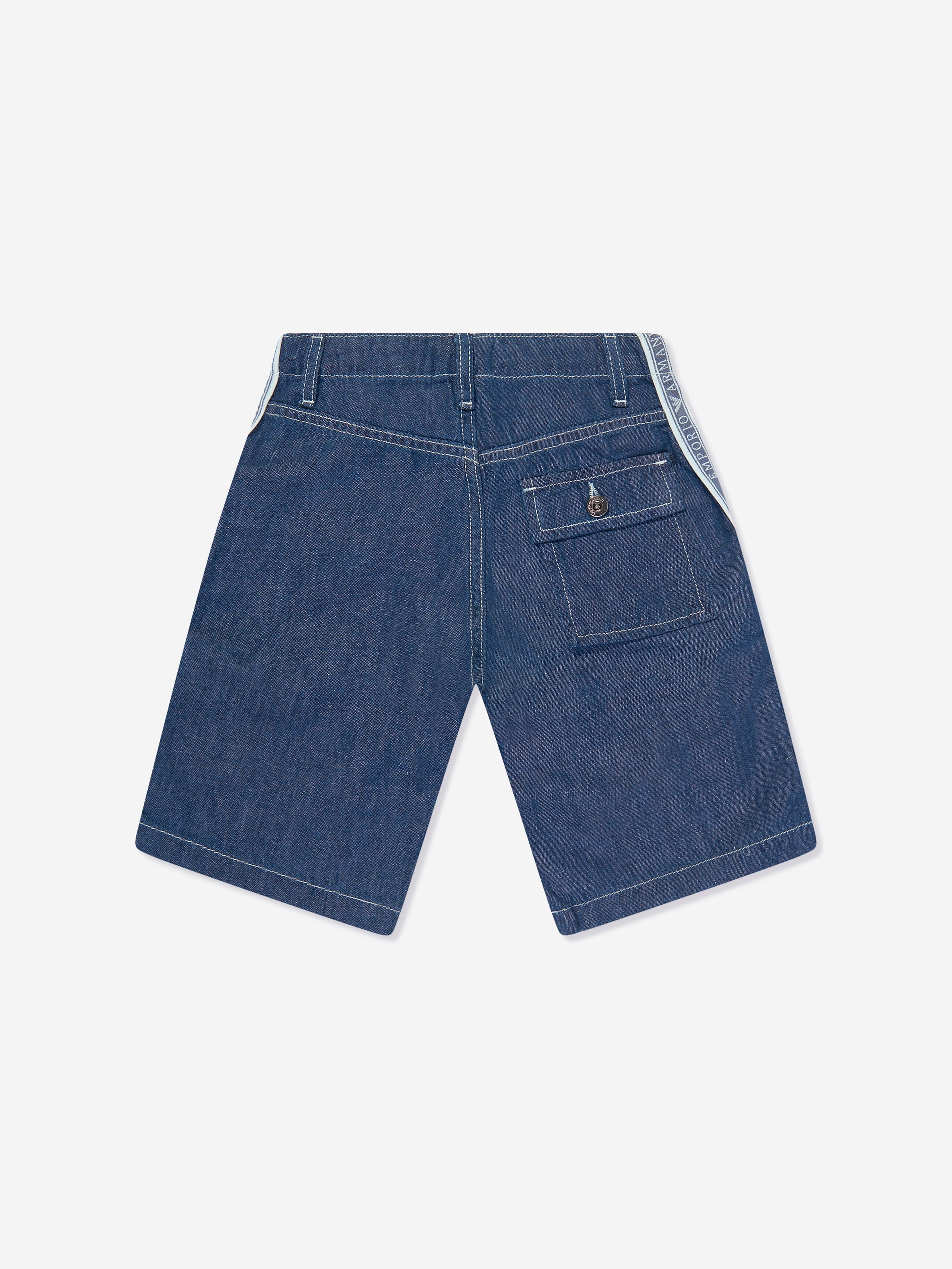 Emporio Armani Boys Denim Logo Shorts in Blue