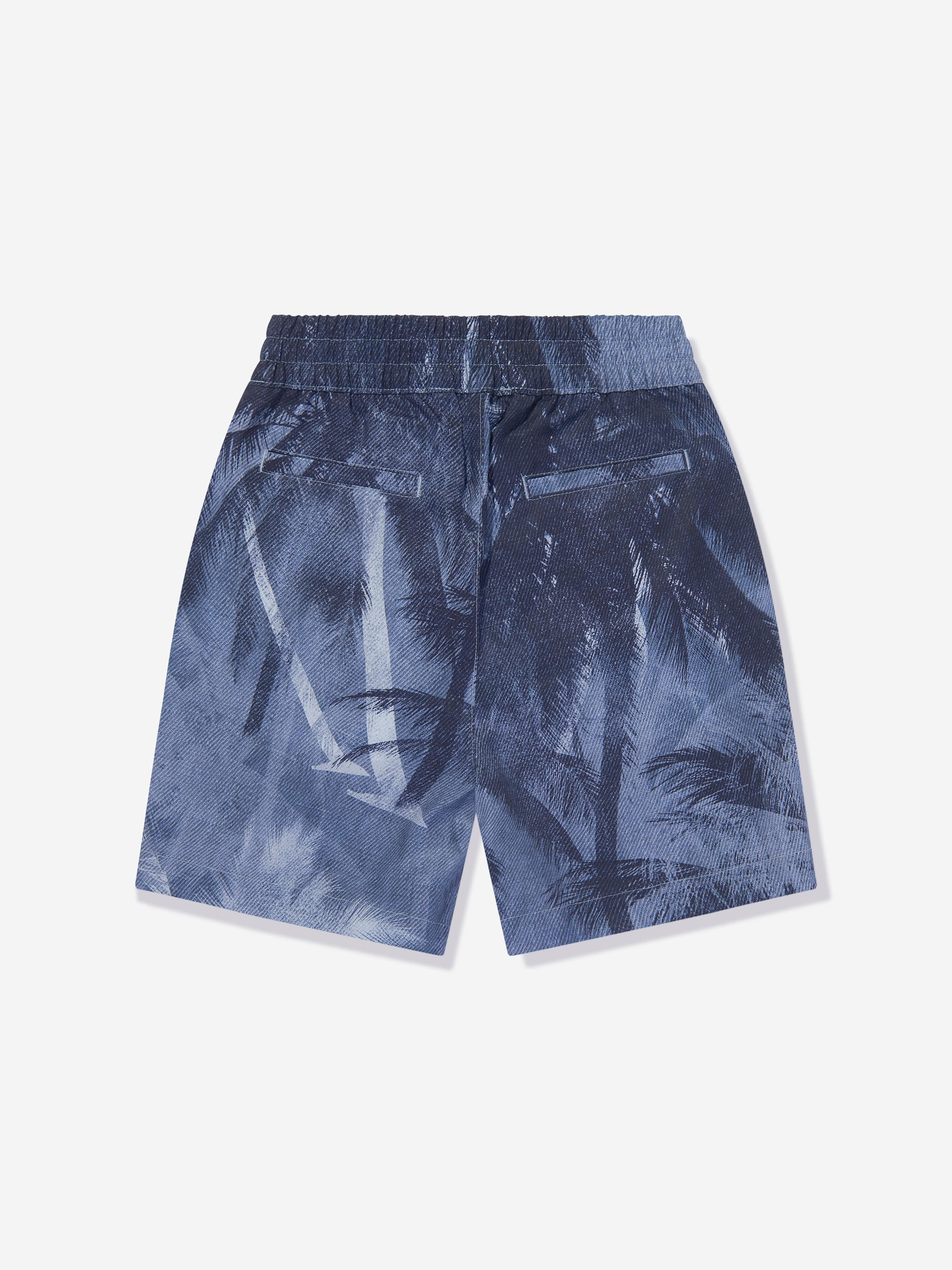 Emporio Armani Boys Palm Leaf Shorts in Blue