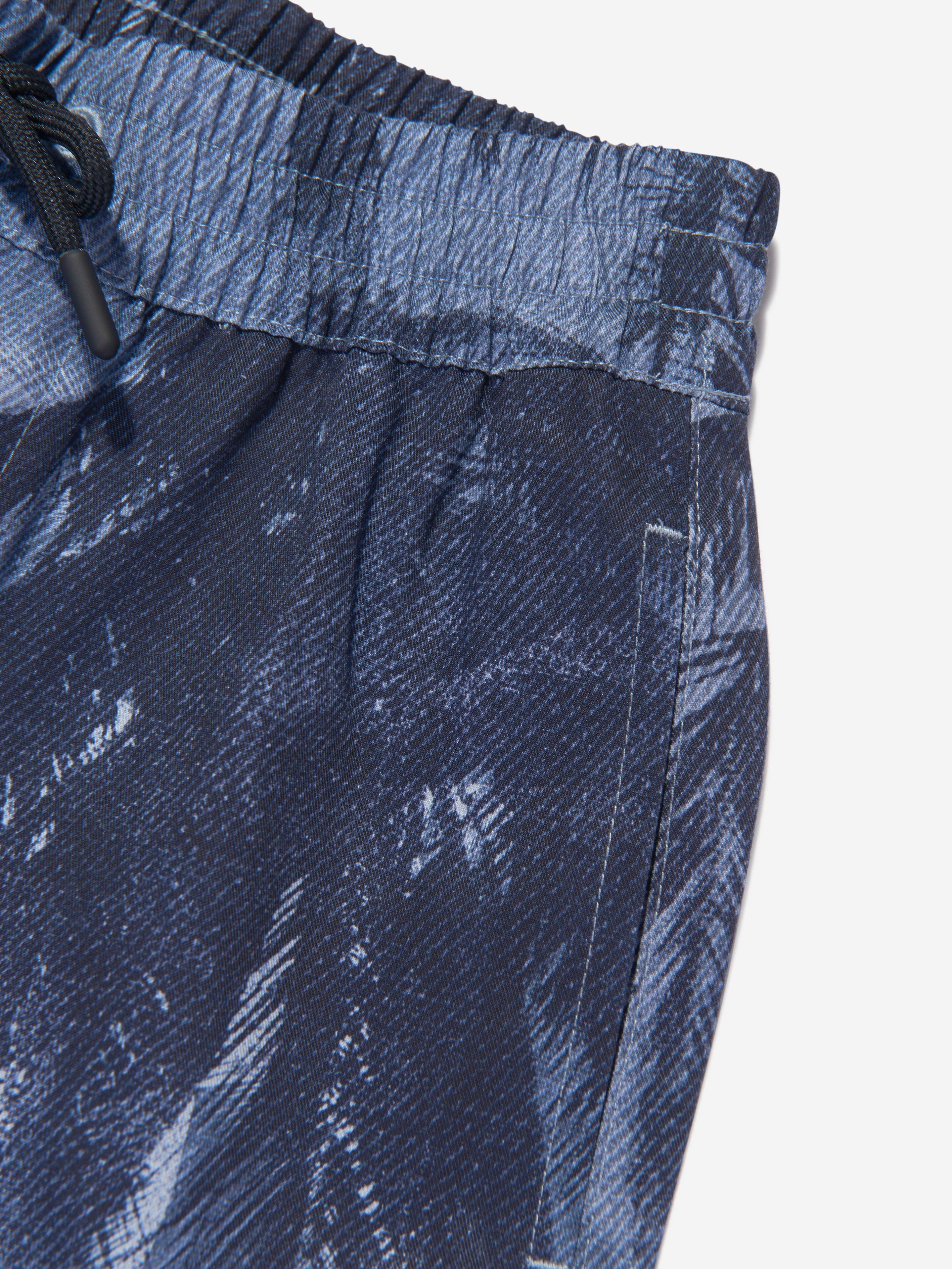 Emporio Armani Boys Palm Leaf Shorts in Blue