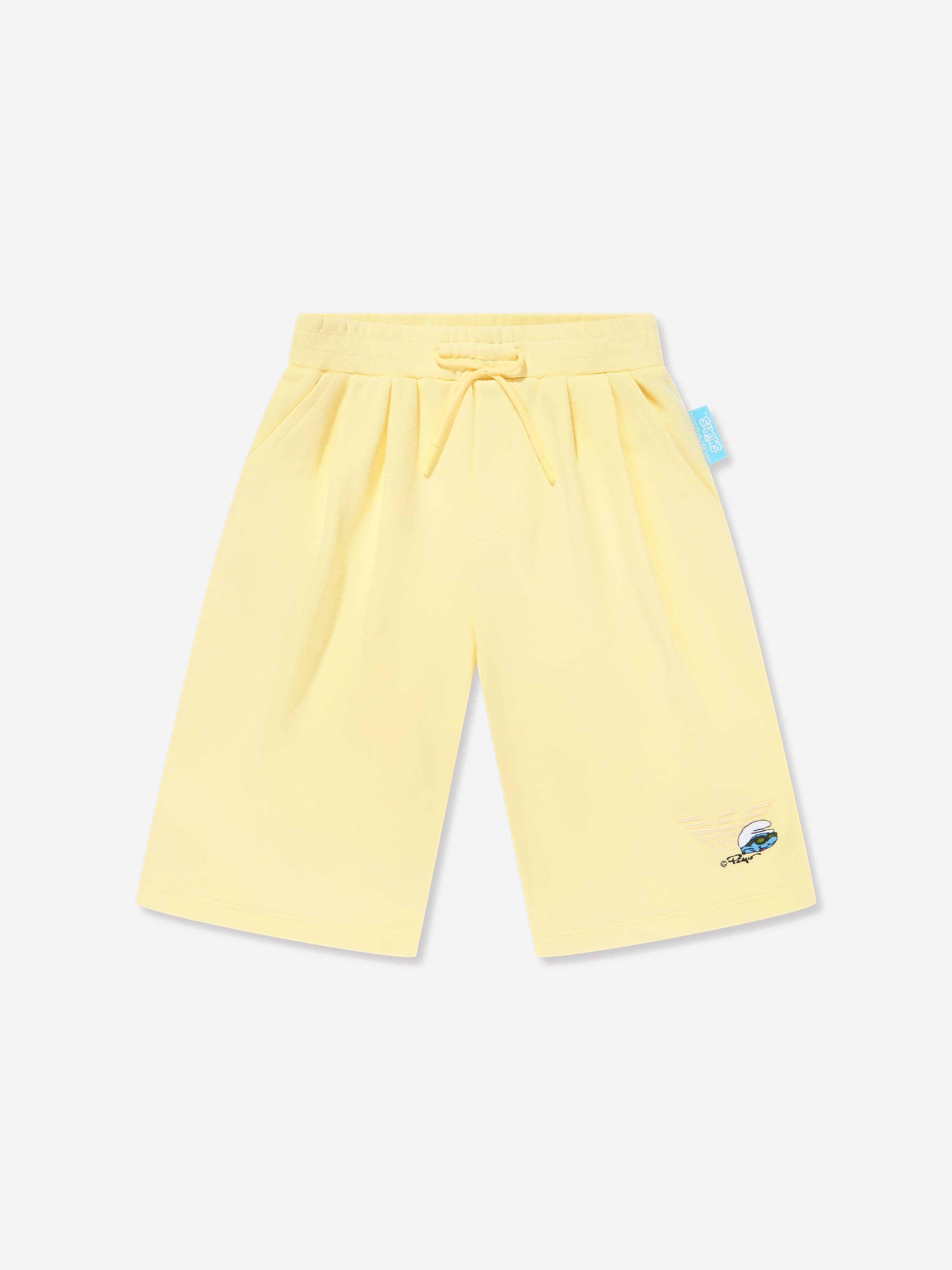 Emporio Armani Boys Smurf Logo Shorts in Yellow