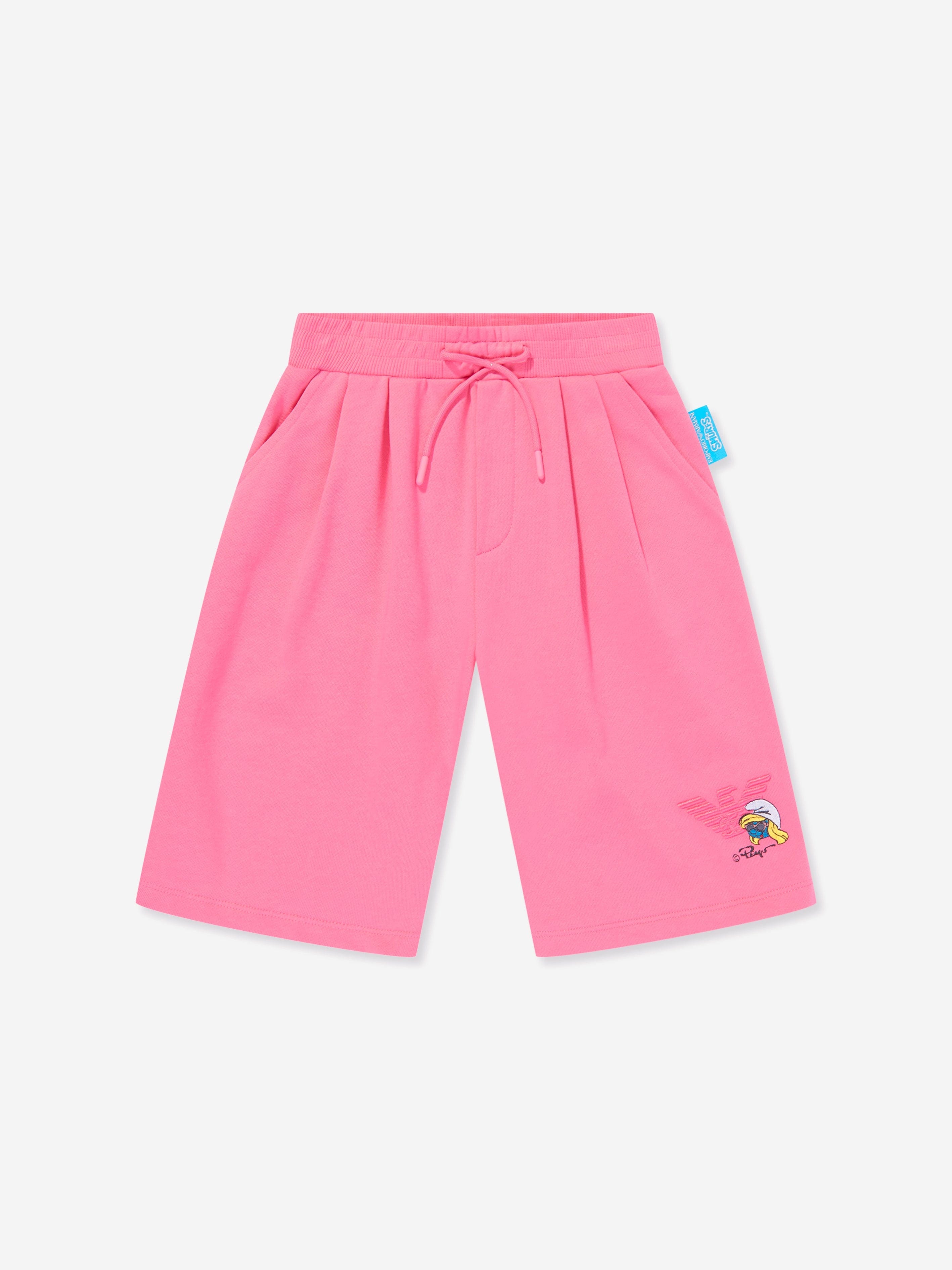 Emporio Armani Girls Smurfette Logo Shorts in Pink