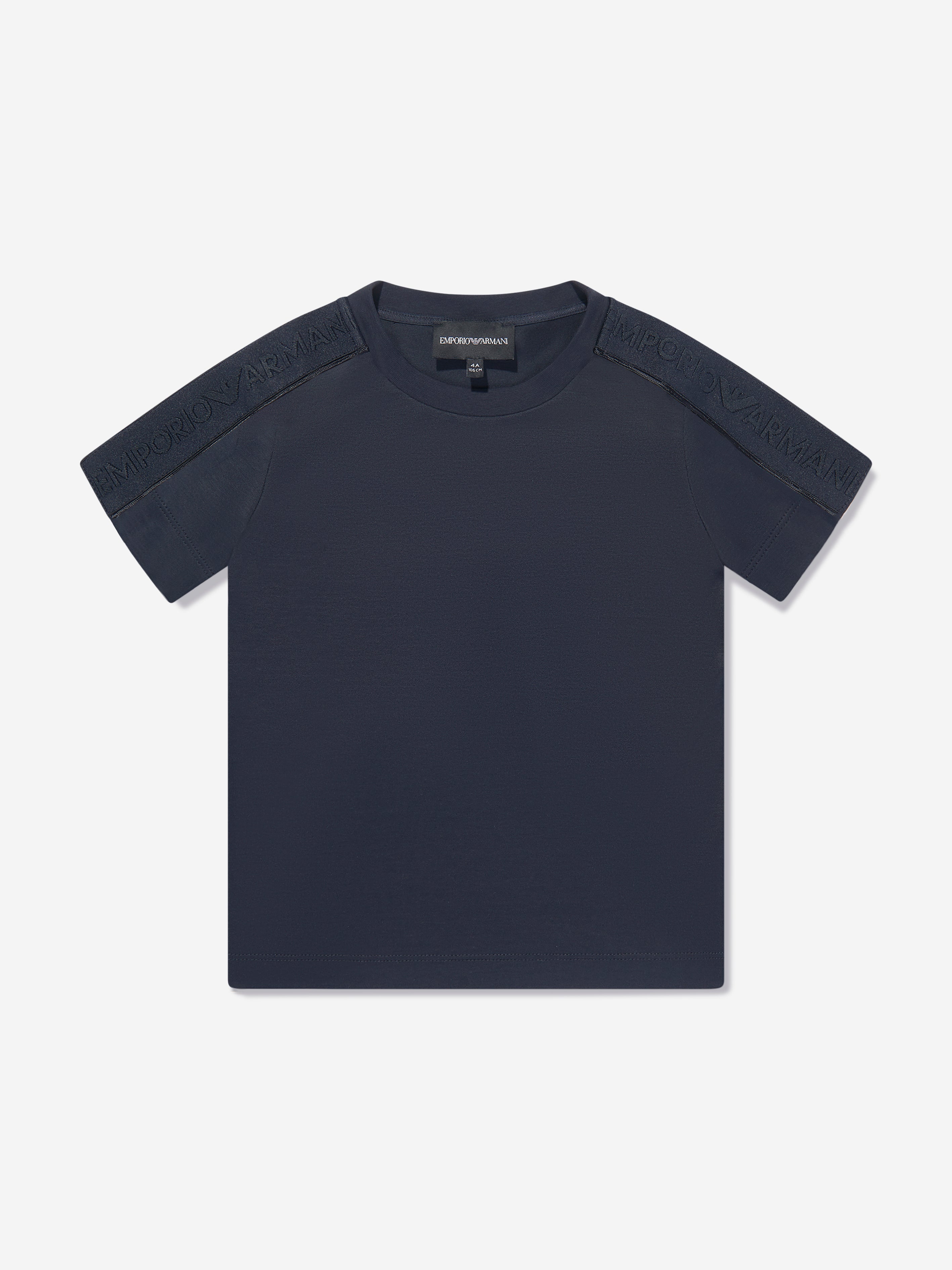 Emporio Armani Boys Logo Tape T-Shirt in Navy