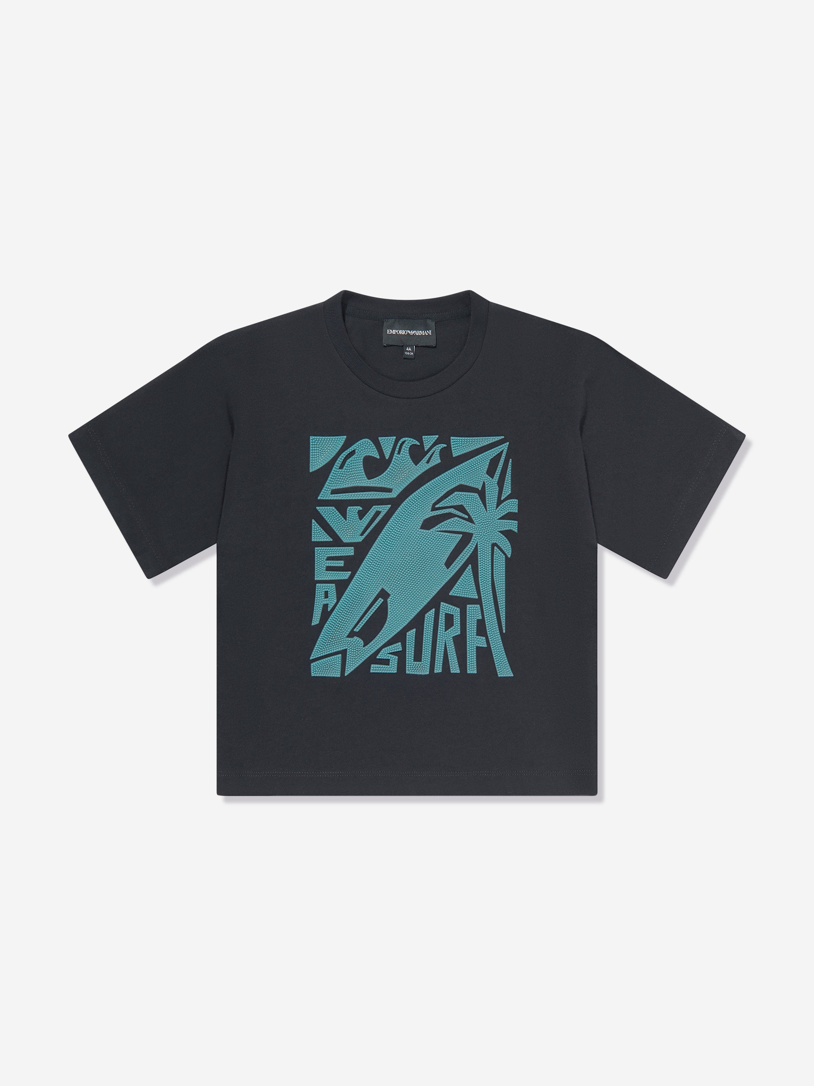 Emporio Armani Boys Surf Logo T-Shirt in Navy