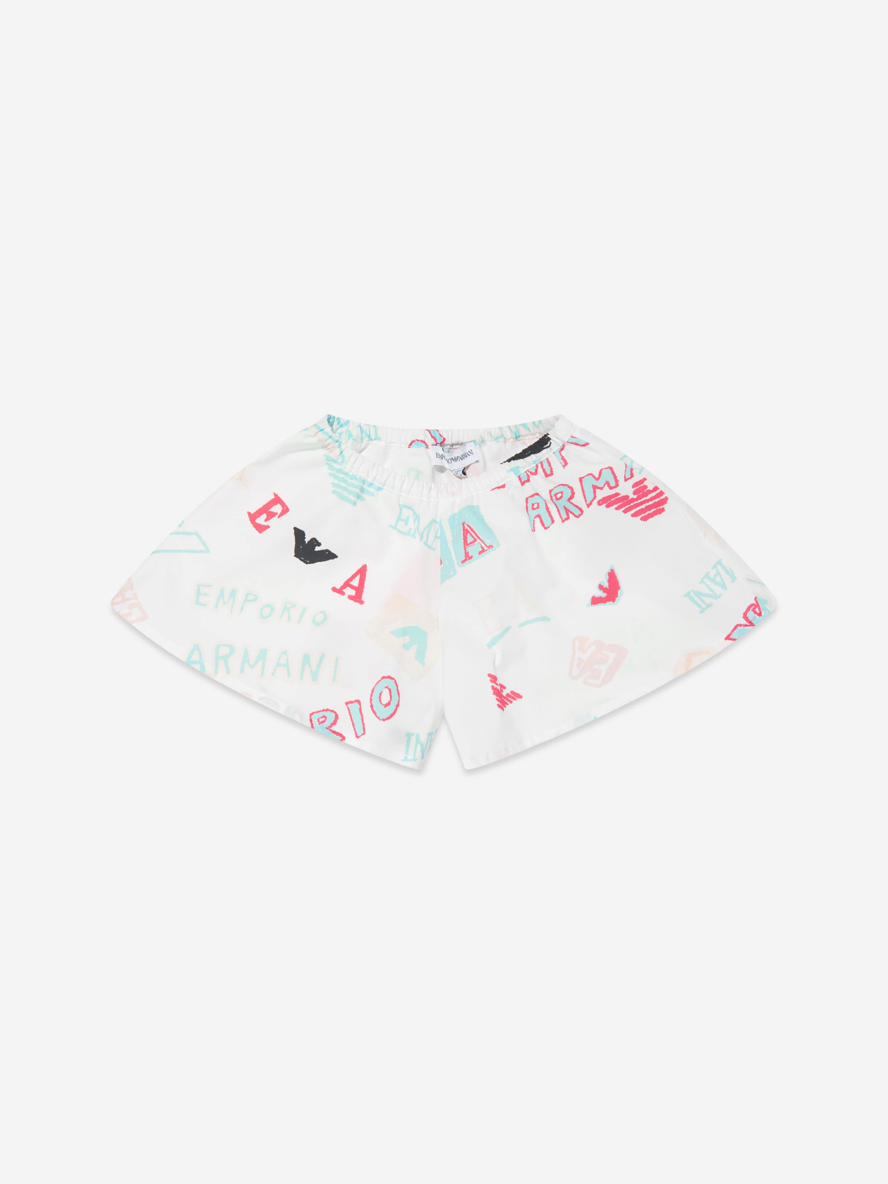 Emporio Armani Baby Girls Logo Print Shorts in White