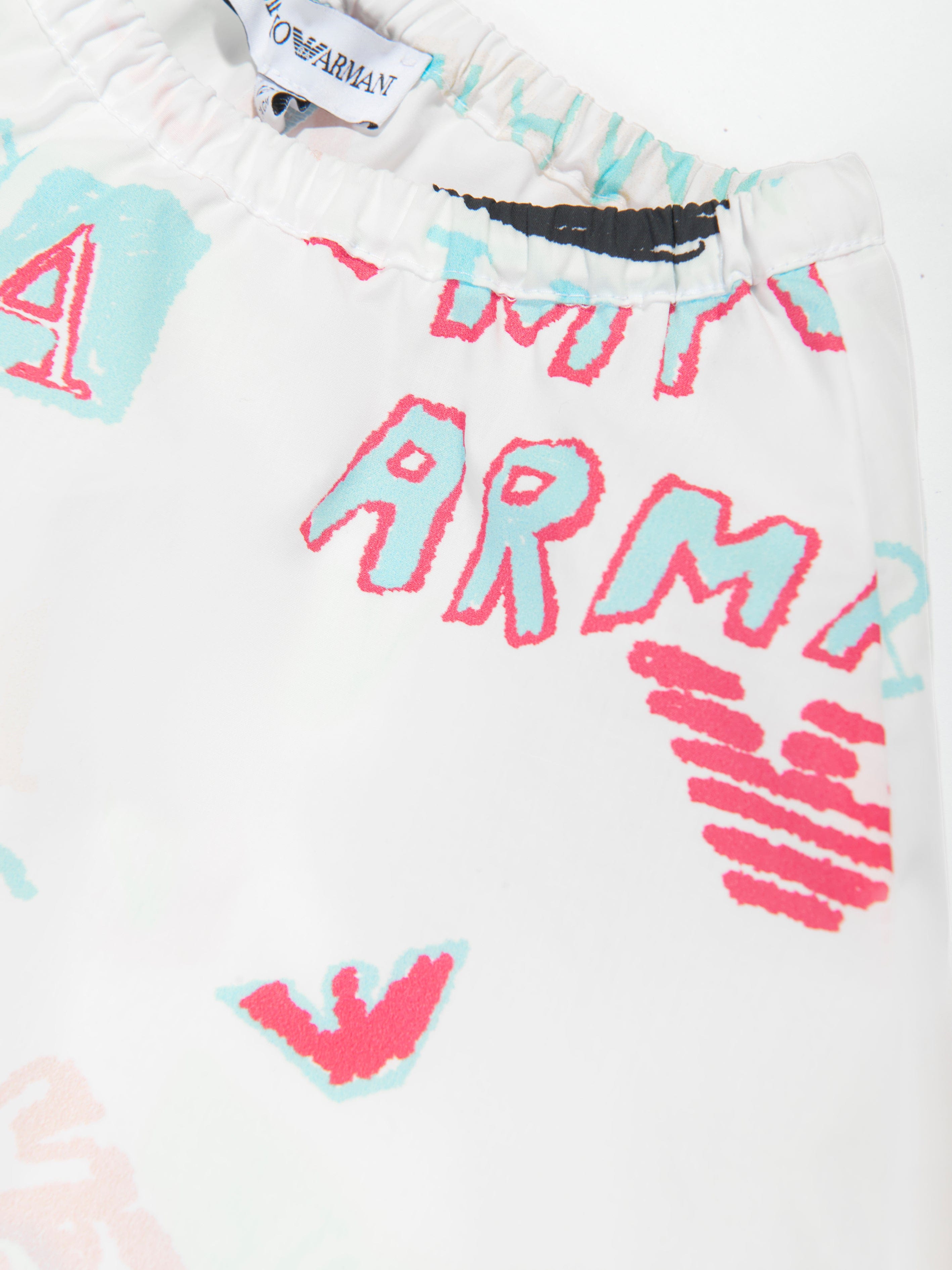 Emporio Armani Baby Girls Logo Print Shorts in White