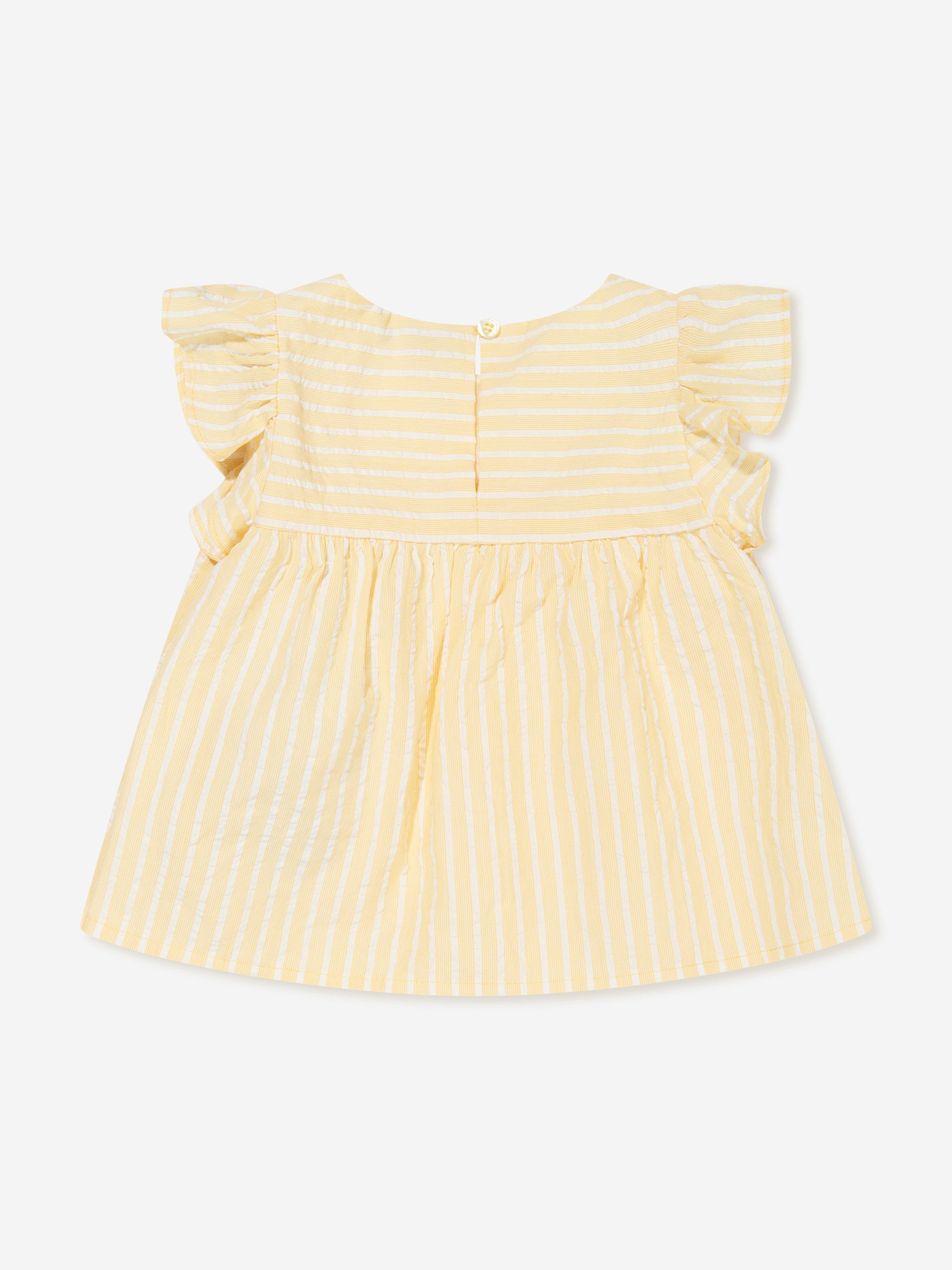 Emporio Armani Baby Girls Striped Short Set in Yellow