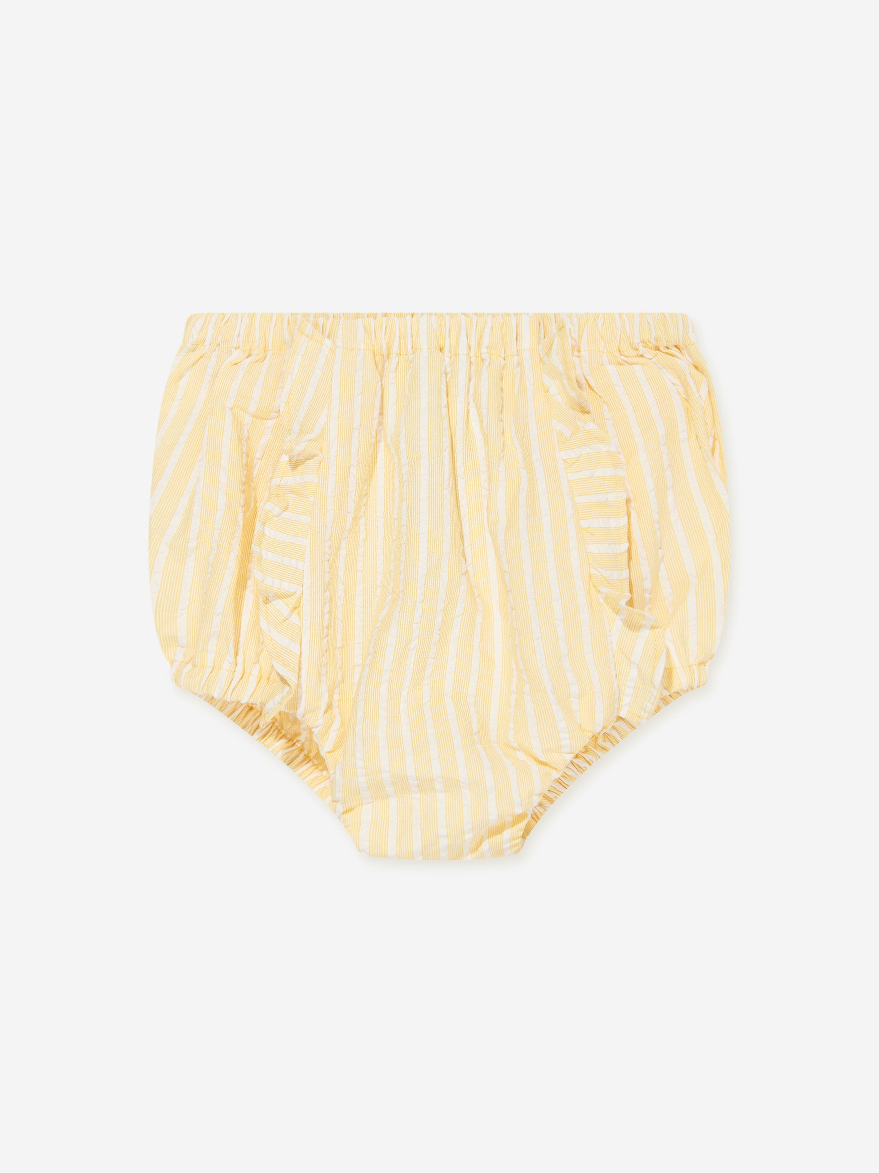 Emporio Armani Baby Girls Striped Short Set in Yellow