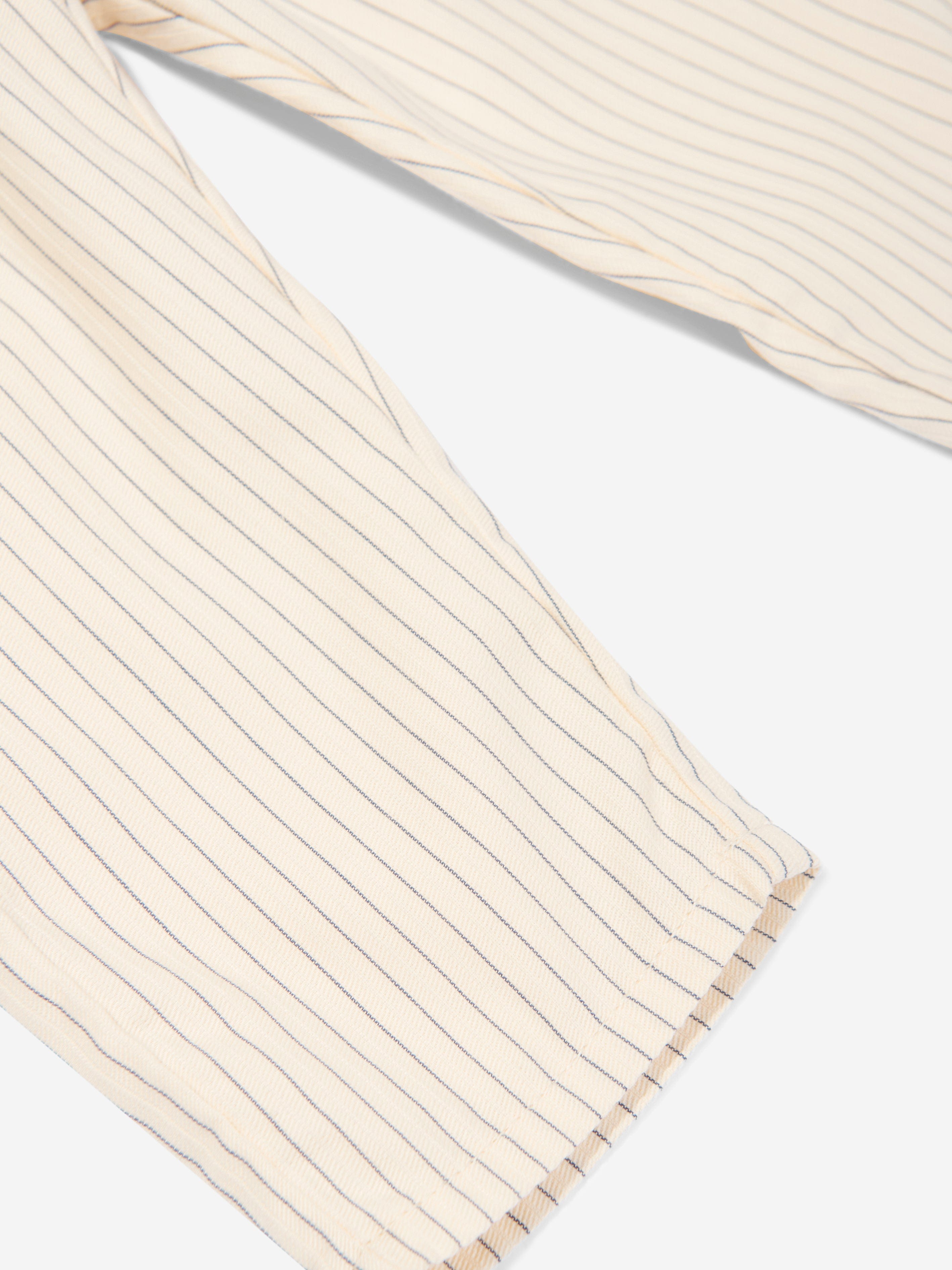 Emporio Armani Baby Boys Striped Linen Trousers in Ivory