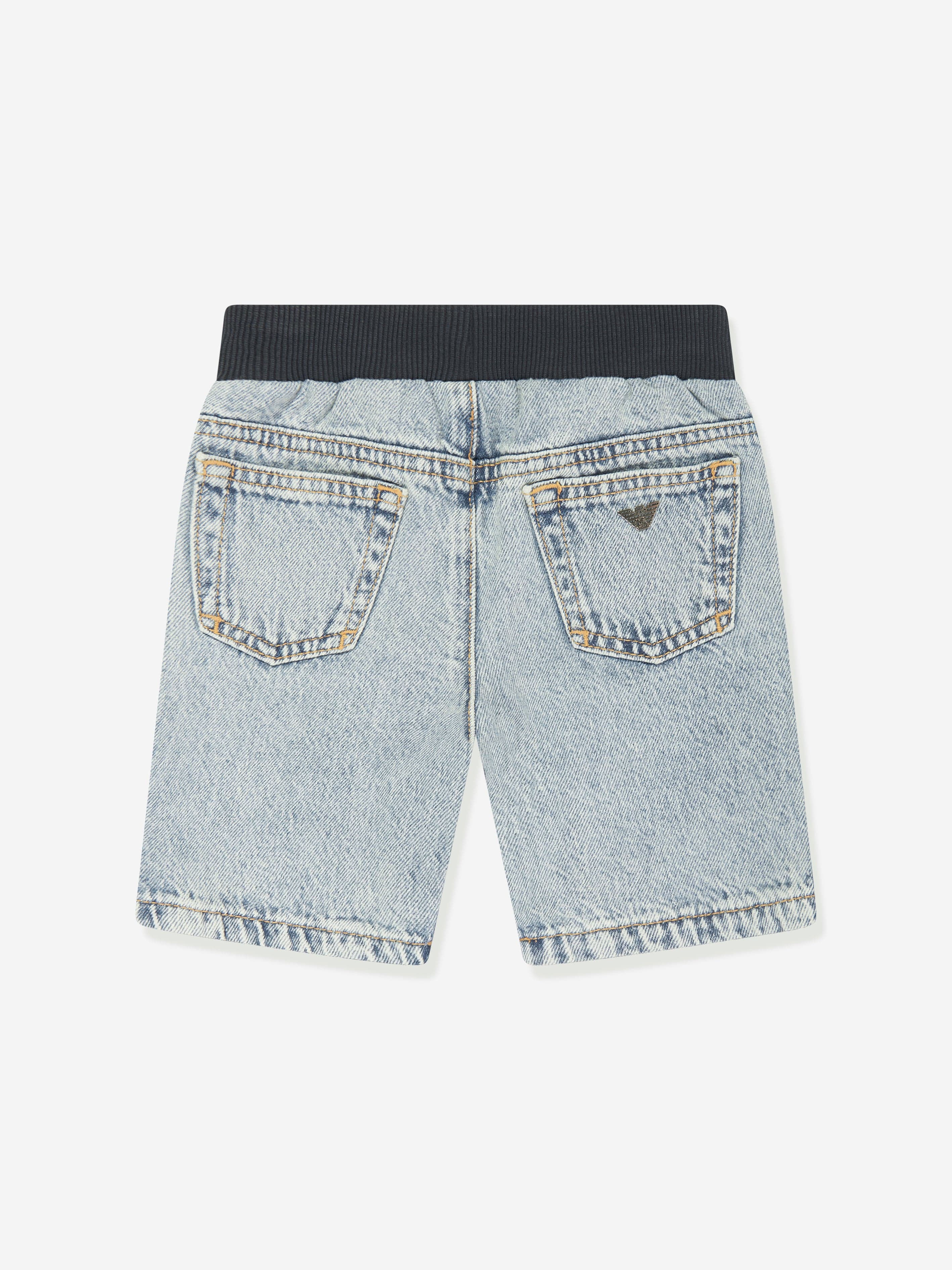 Emporio Armani Baby Boys Denim Pull On Shorts in Blue