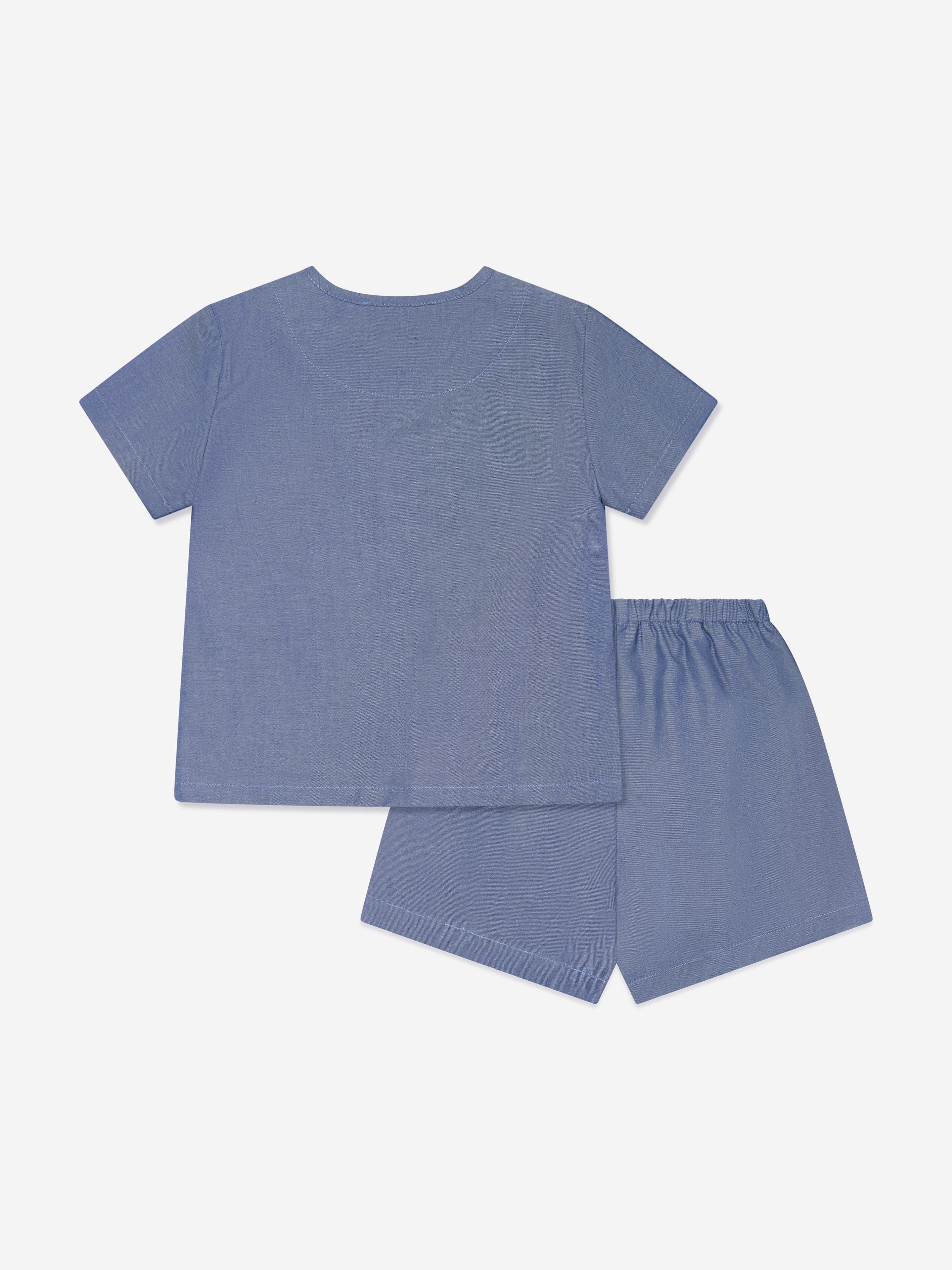 Emporio Armani Baby Boys Chambray Short Set in Blue