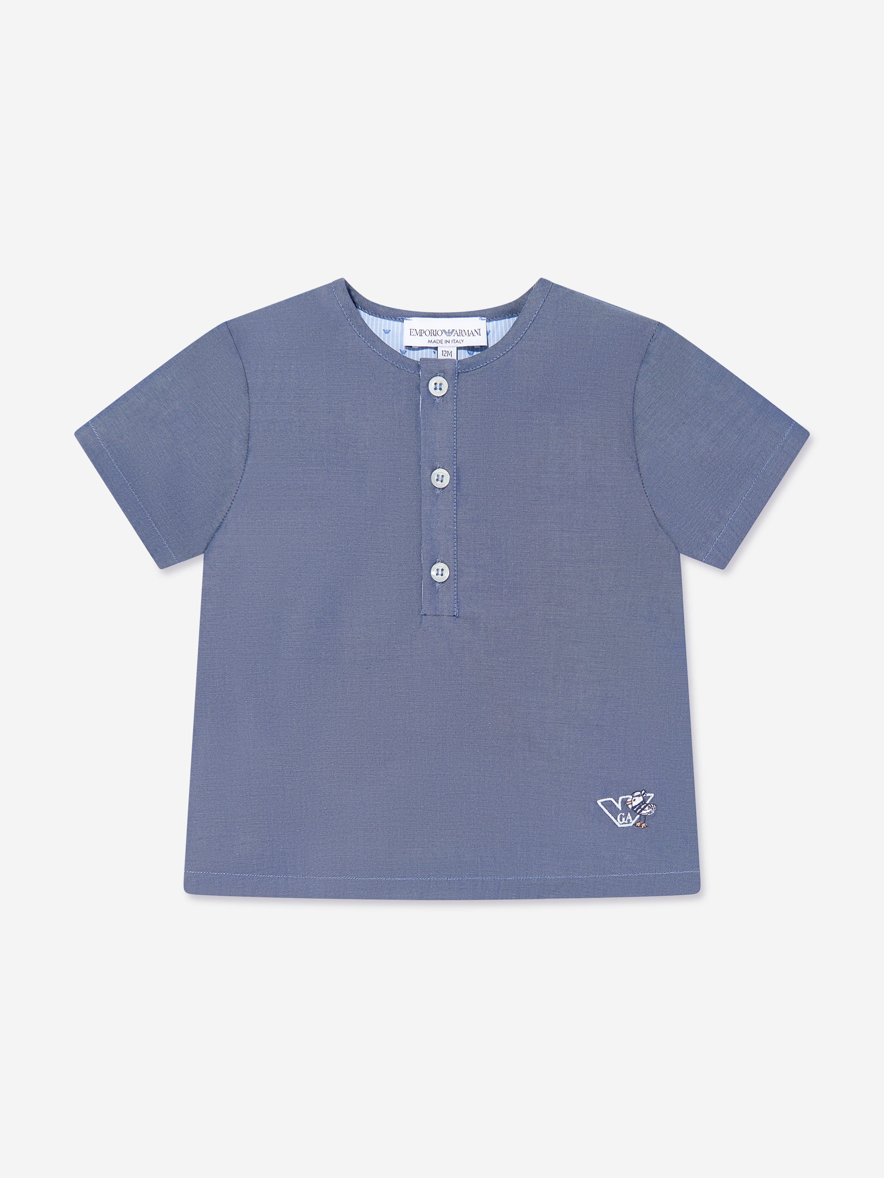 Emporio Armani Baby Boys Chambray Short Set in Blue